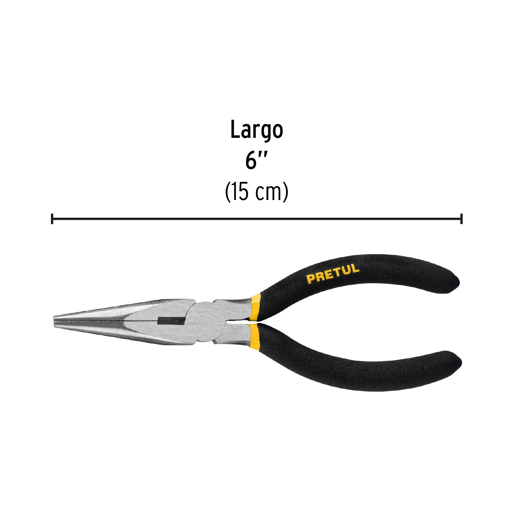 Pinza de punta y corte 6" mango de vinil, a granel, PRETUL