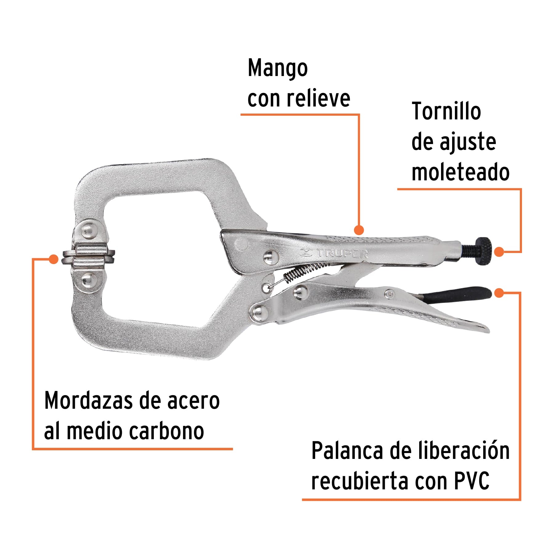 Pinza de presión 6" tipo "C" con mordaza autoajustable