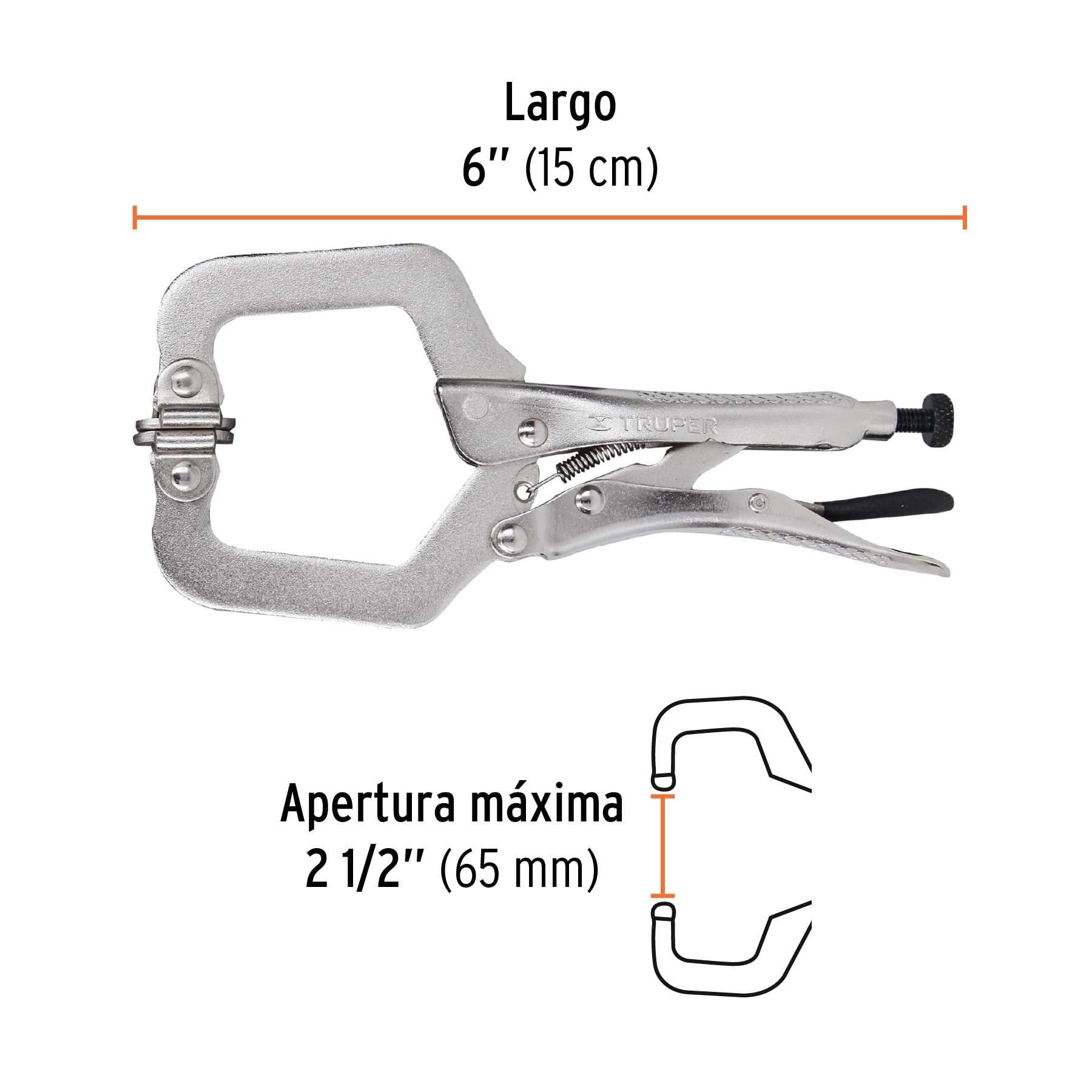 Pinza de presión 6" tipo "C" con mordaza autoajustable