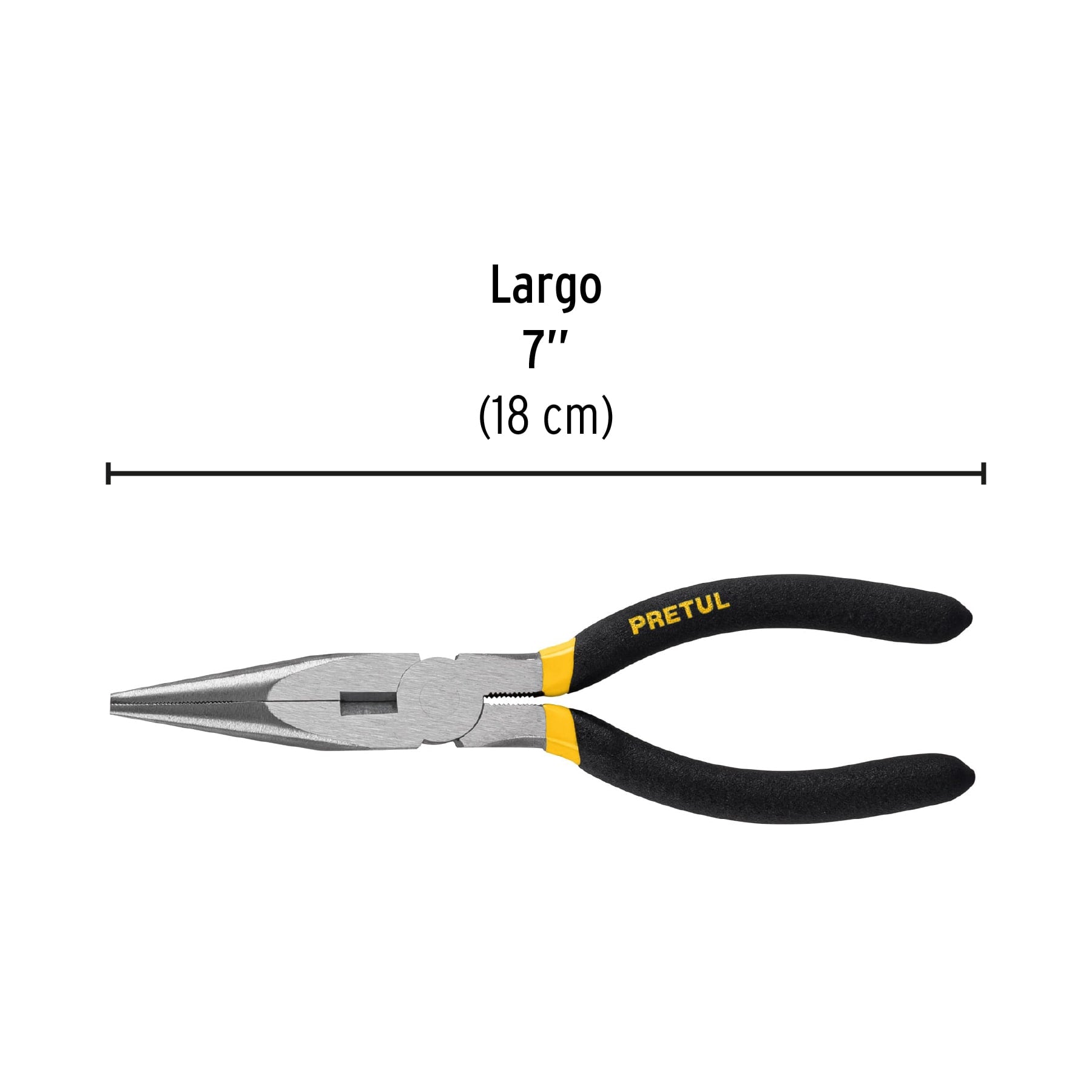 Pinza de punta y corte 7" mango de PVC, PRETUL