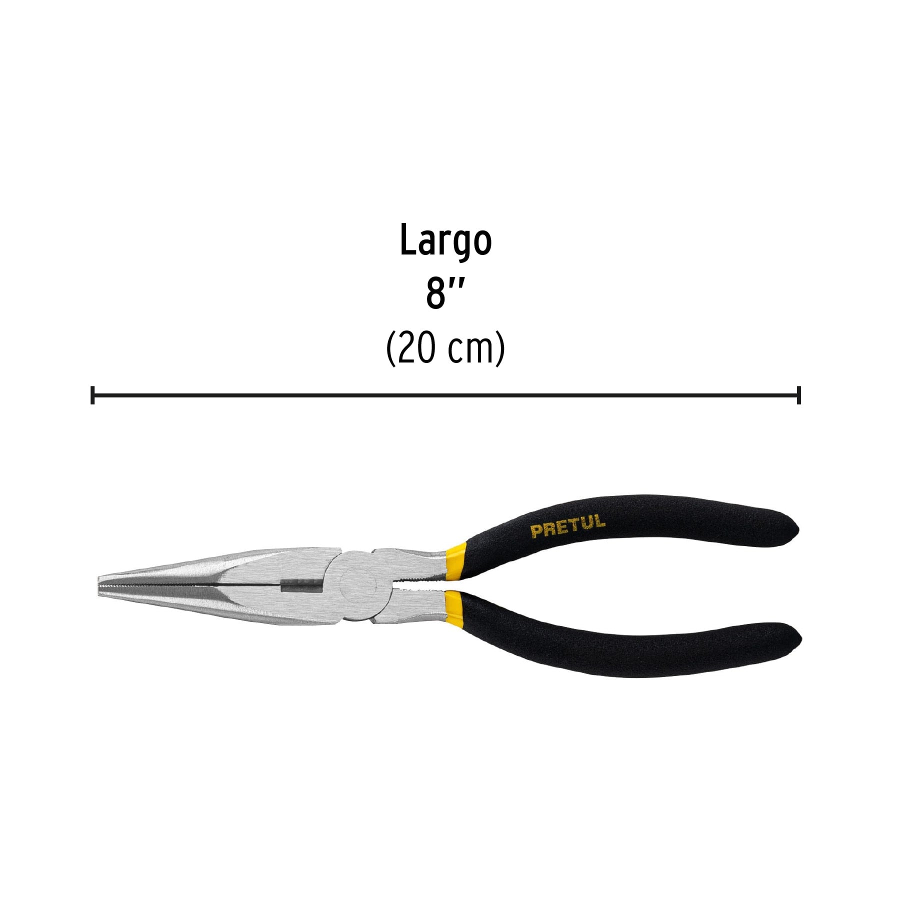 Pinza de punta y corte 8" mango de PVC, PRETUL