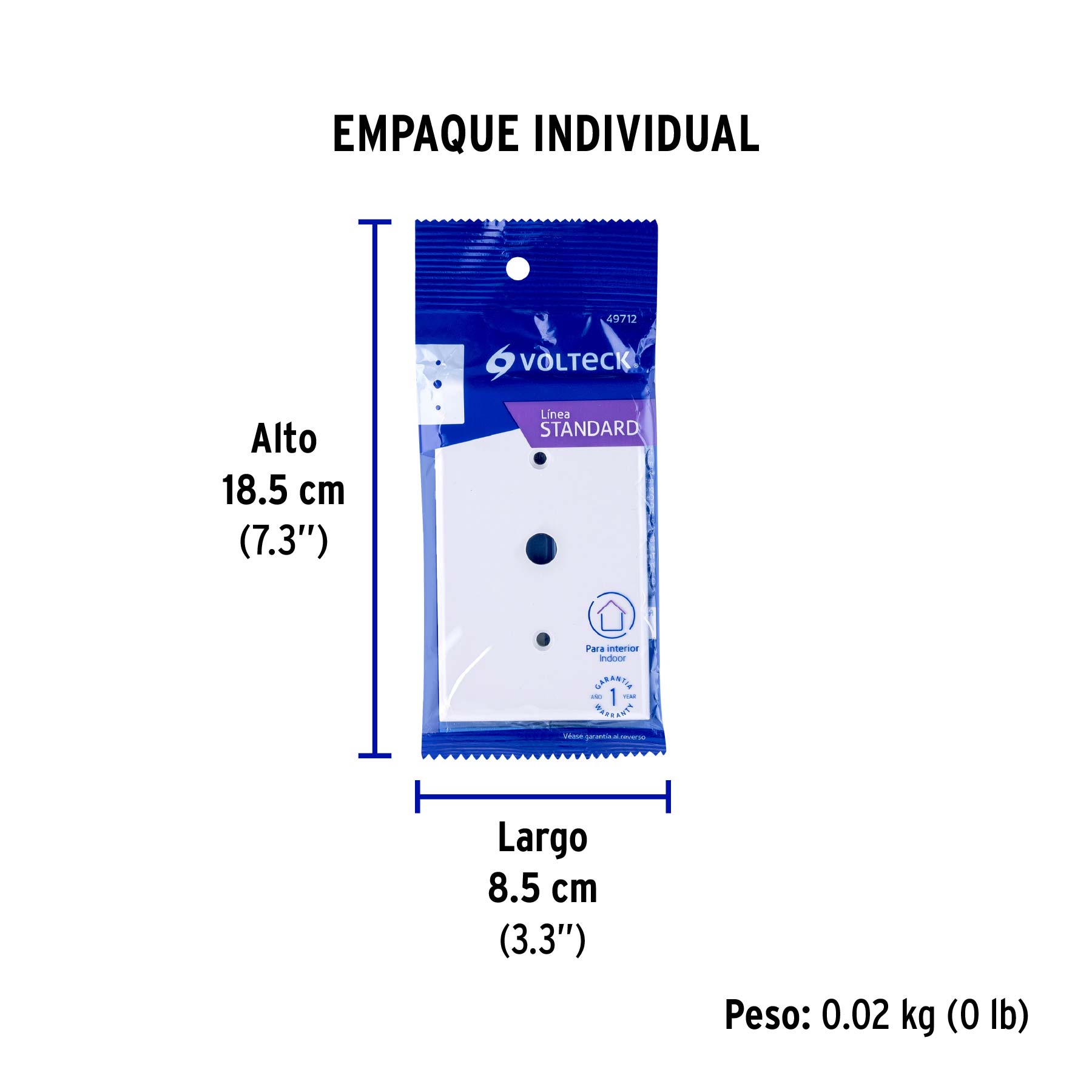 Placa de ABS para atenuador, Standard, blanco, VOLTECK - Empaque
