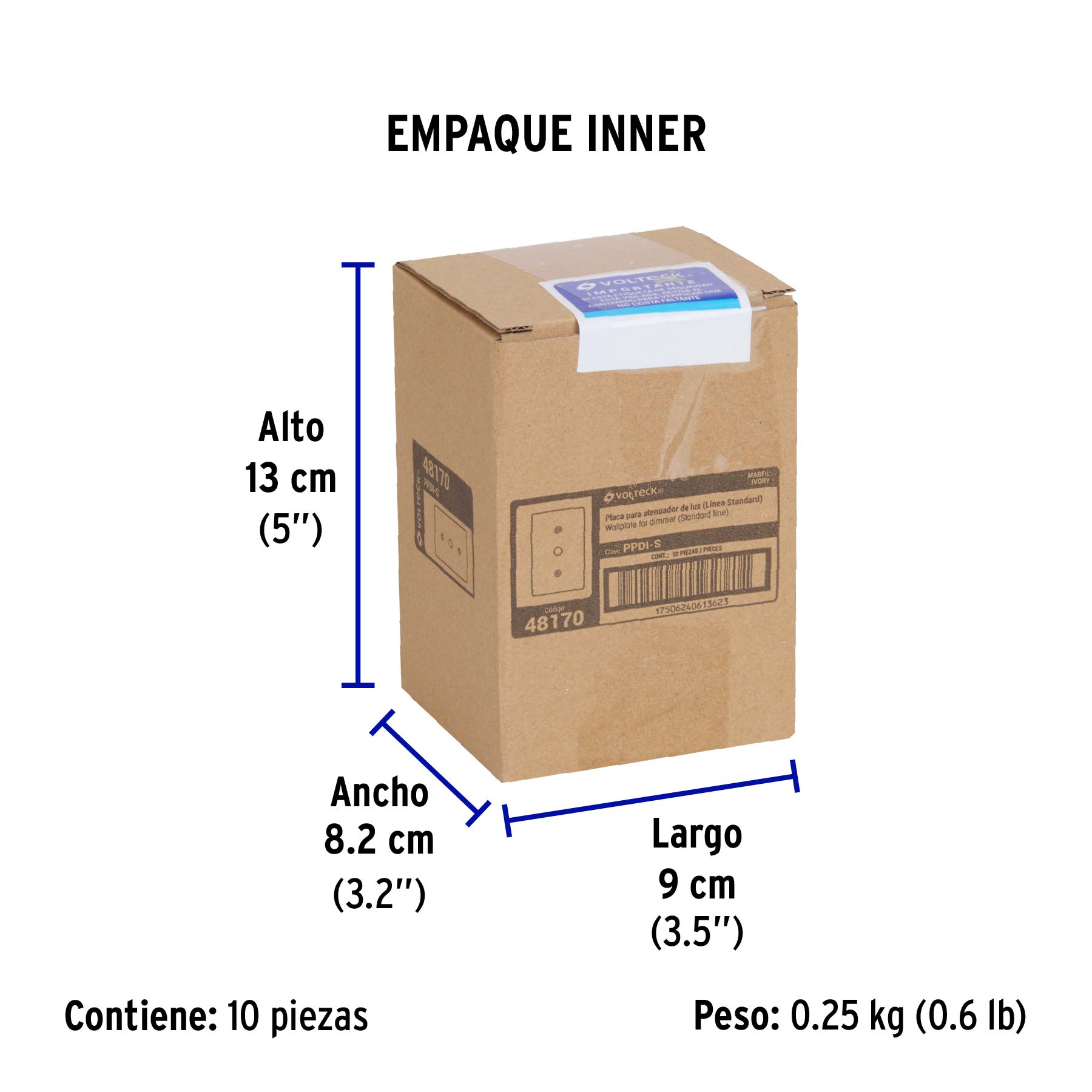 Placa de ABS para atenuador, Standard, marfil, VOLTECK - Empaque