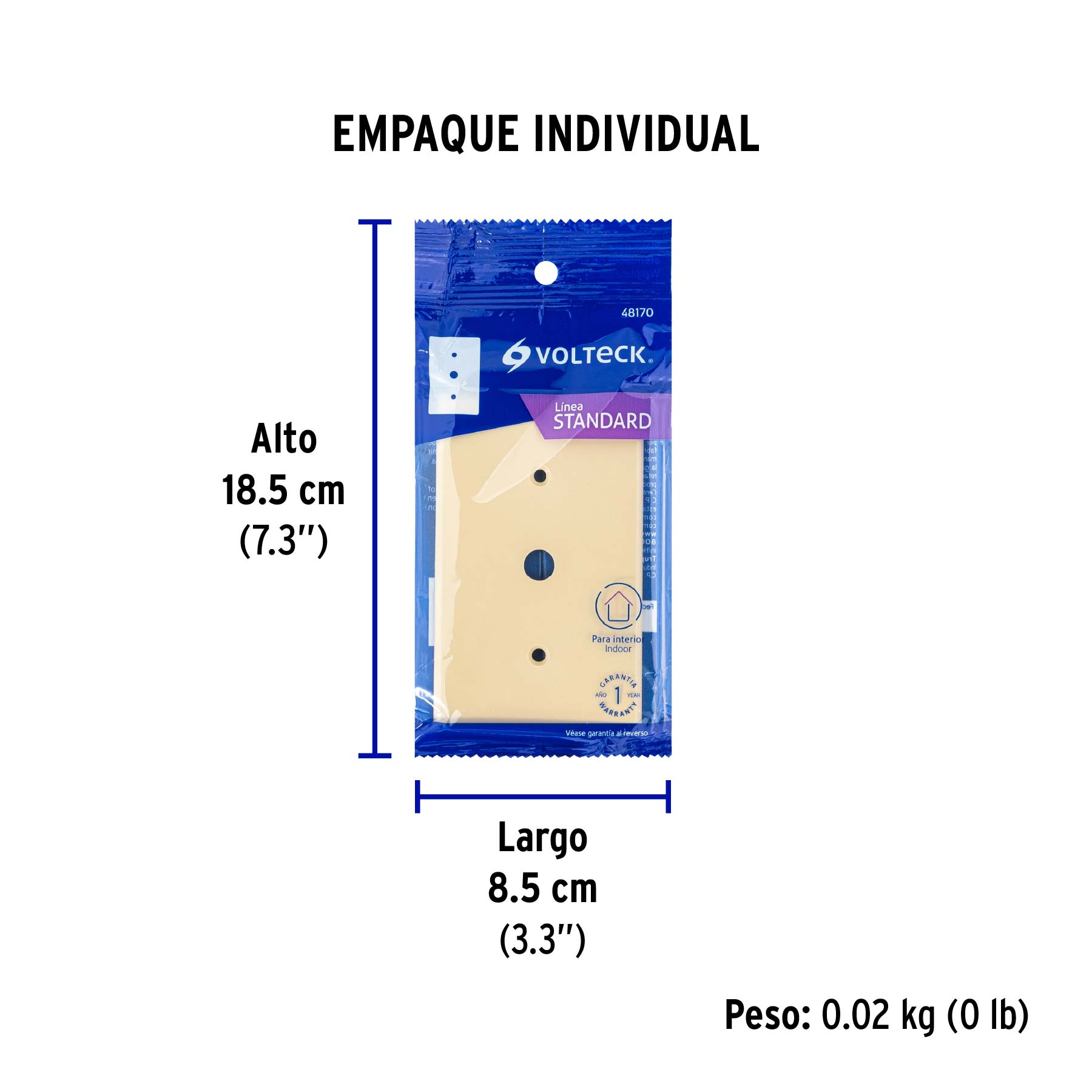 Placa de ABS para atenuador, Standard, marfil, VOLTECK - Empaque