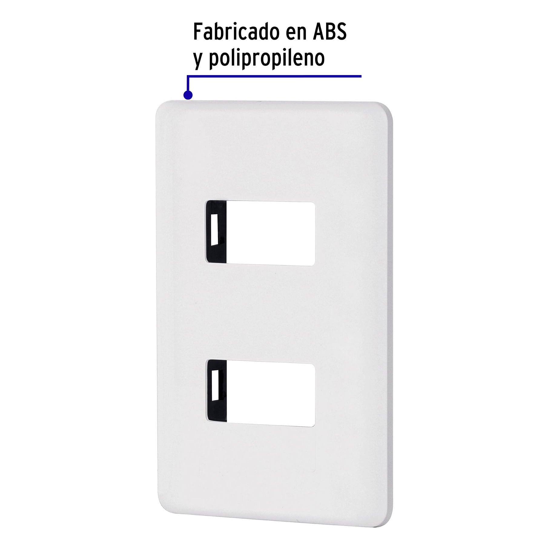 Placa 2 módulos de ABS, blanca, VOLTECK BASIC