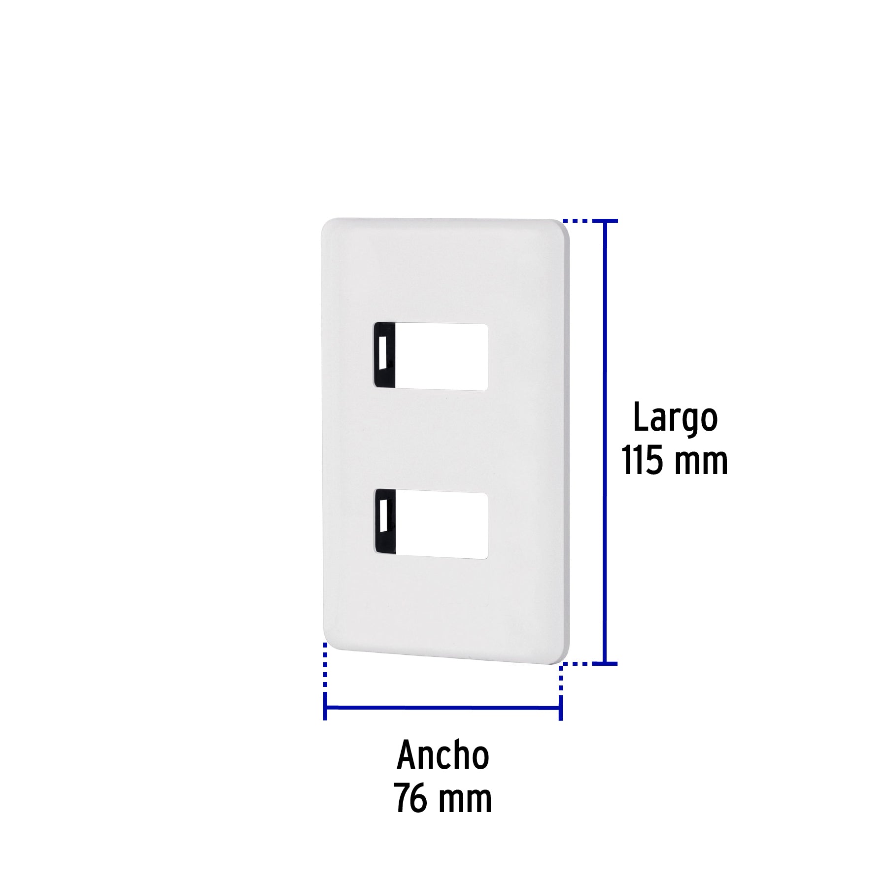Placa 2 módulos de ABS, blanca, VOLTECK BASIC