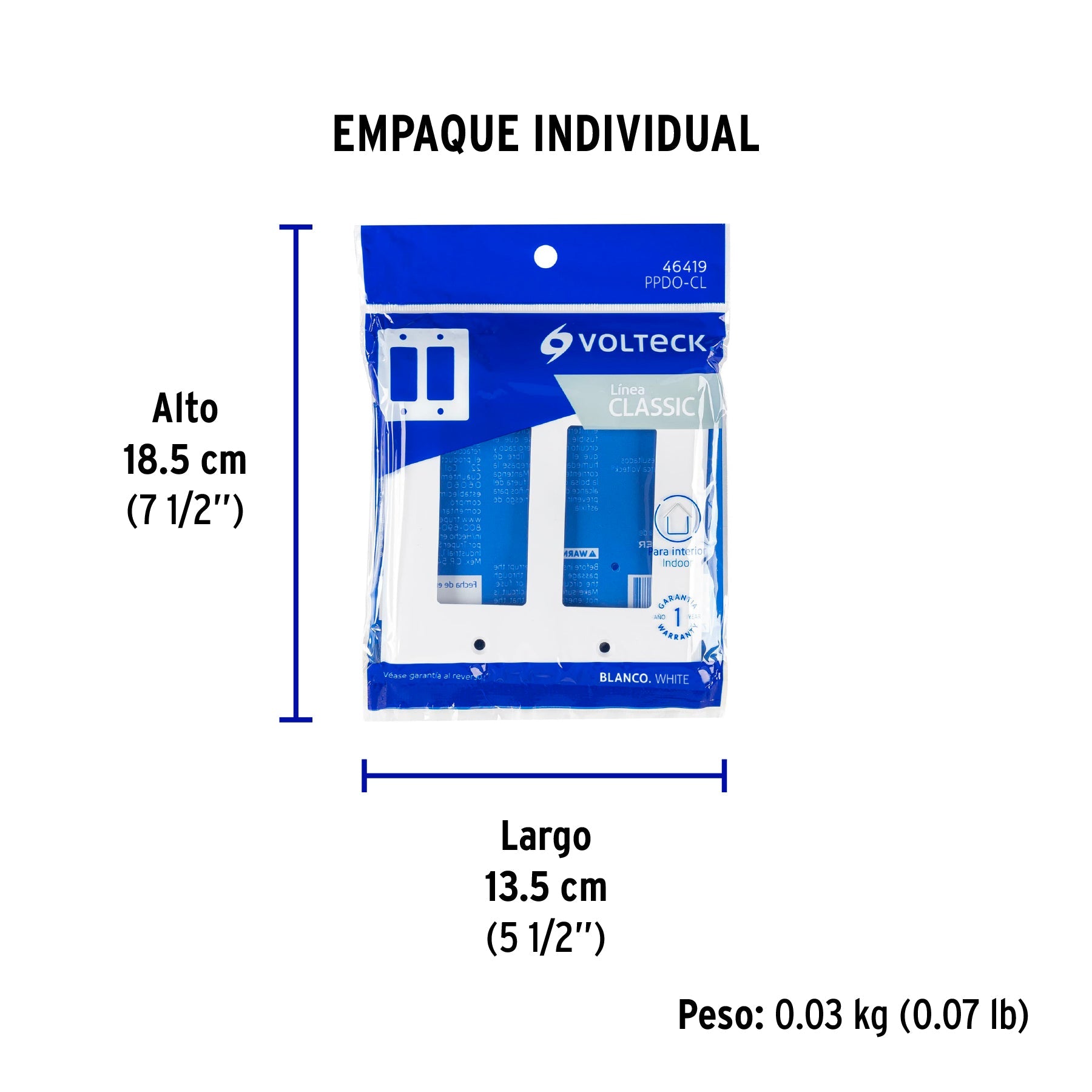Placa 2 ventanas, de policarbonato, línea Classic, VOLTECK - Empaque