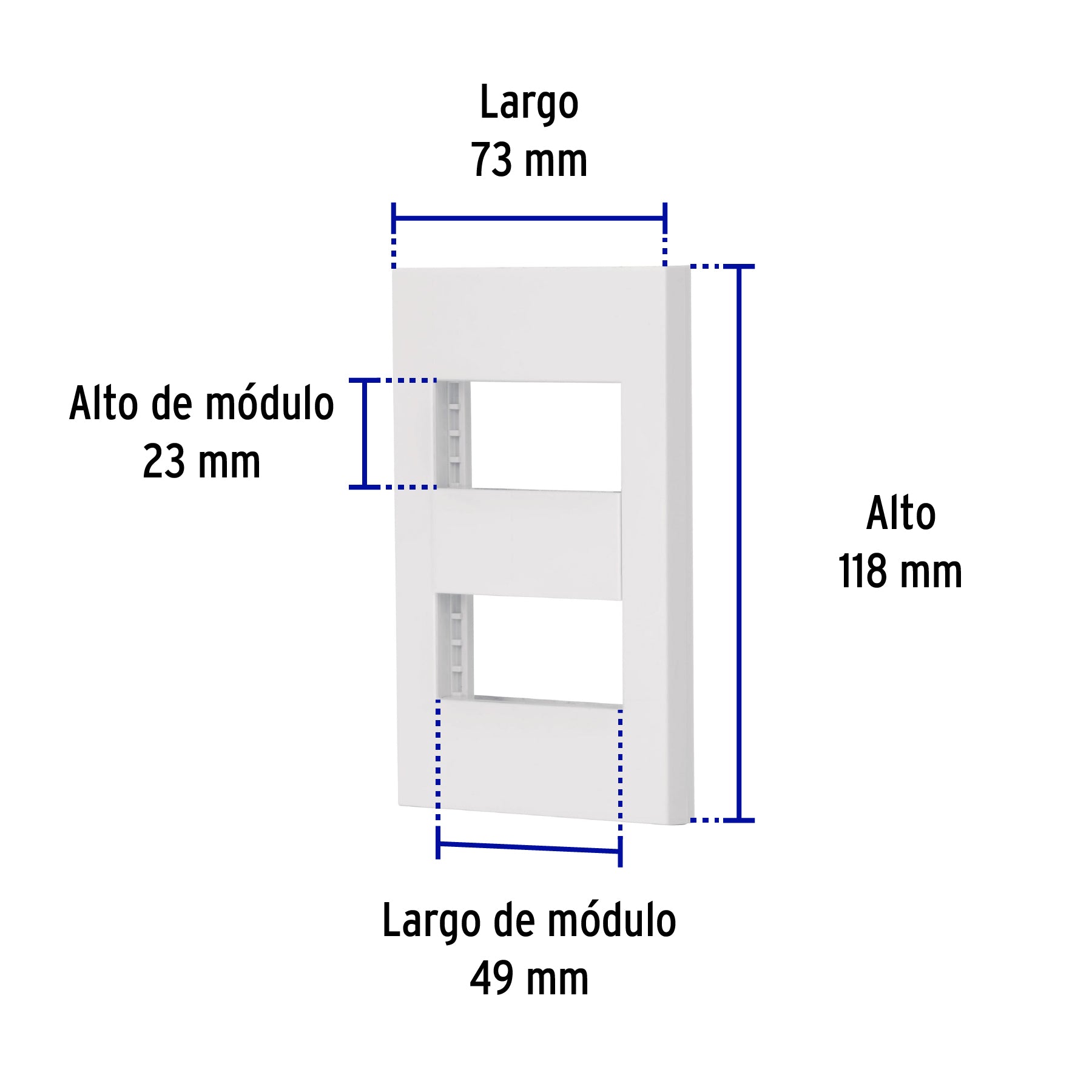 Placa 2 ventanas, 1 módulo, línea Española, color blanco