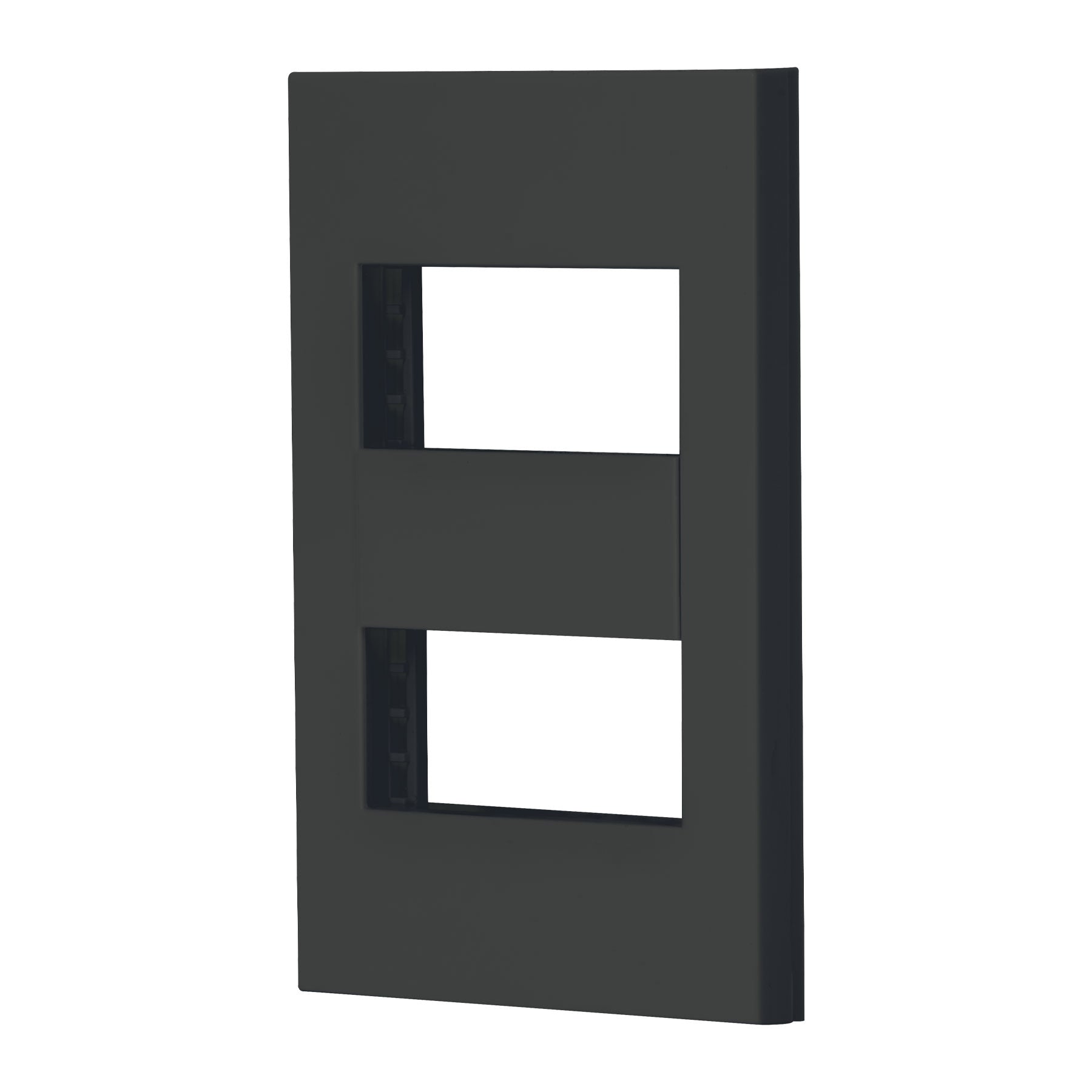 Placa 2 ventanas, 1 módulo, línea Española, color negro