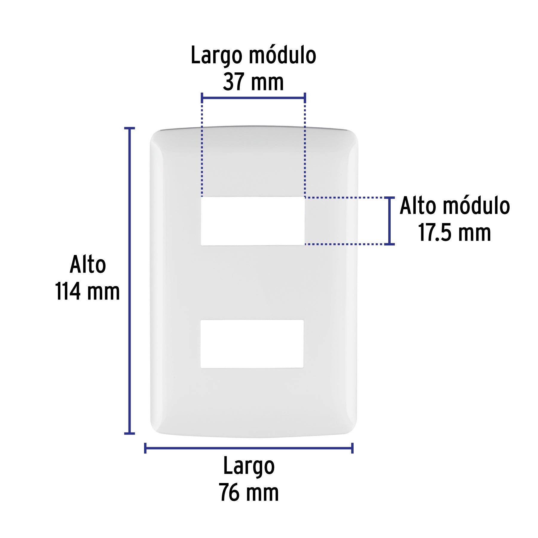 Placa de 2 módulos, blanca, Línea Italiana, VOLTECK