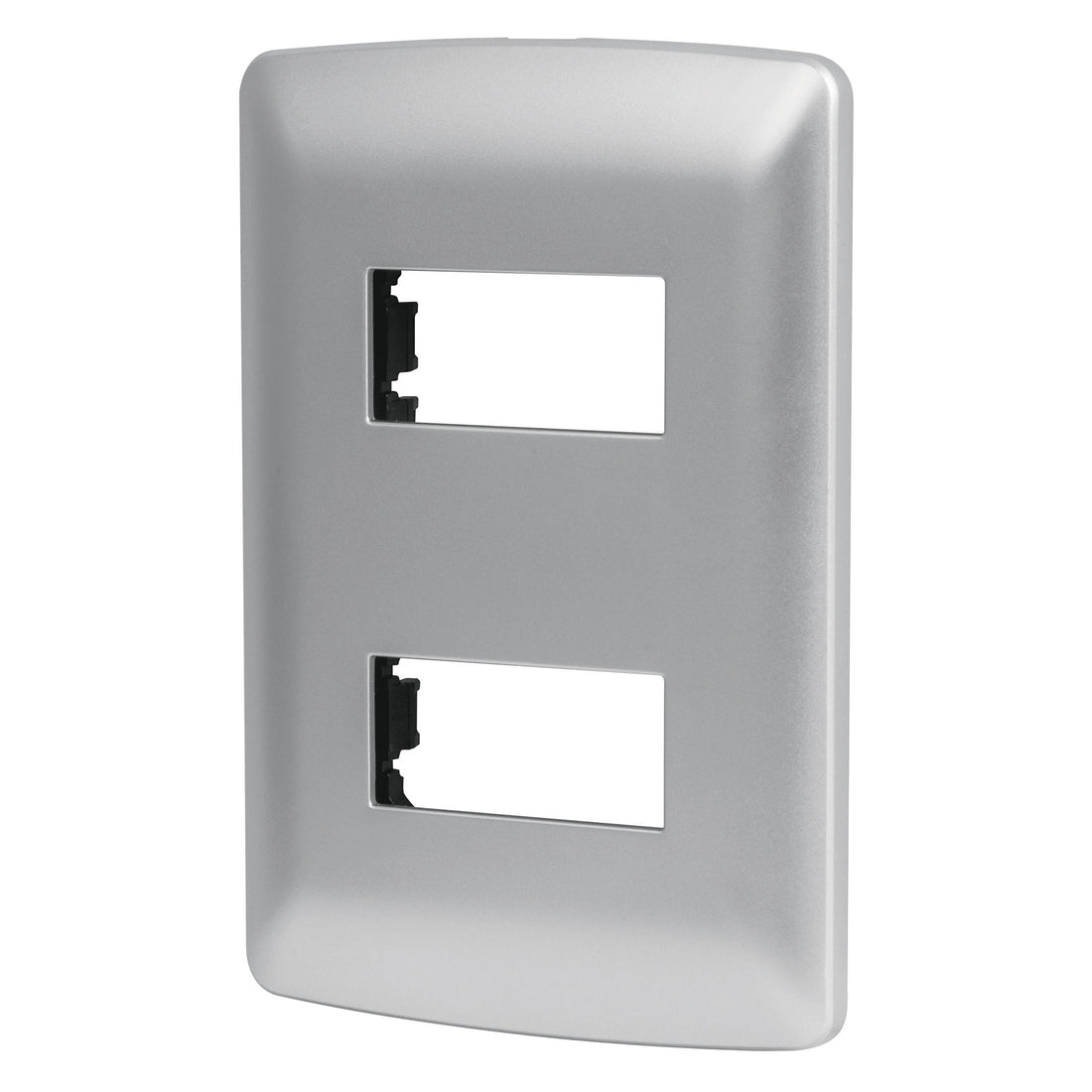 Placa 2 módulos de ABS, línea italiana, color plata, VOLTECK