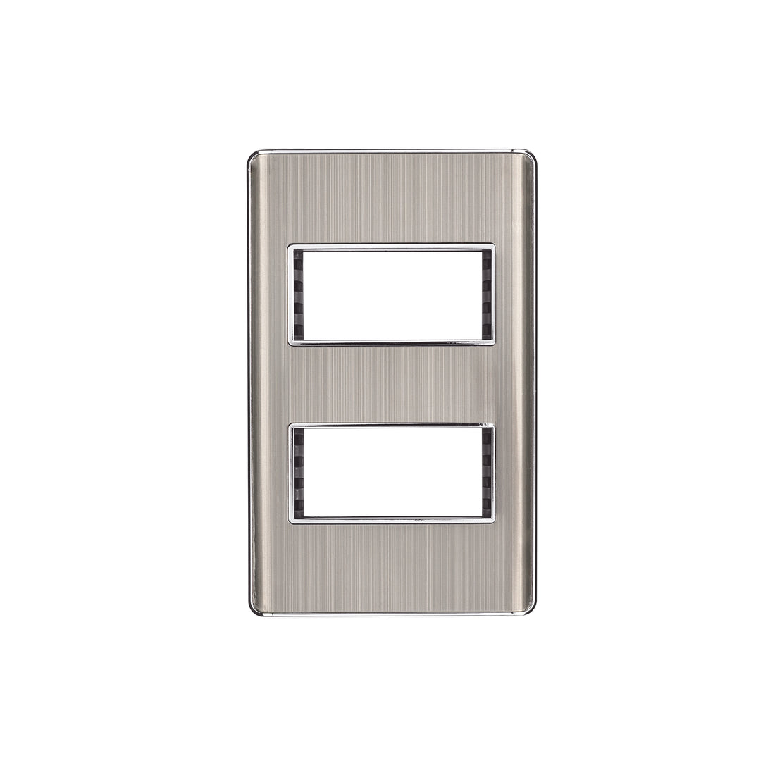 Placa de acero inox con 2 ventanas 1 módulo, línea Lisboa