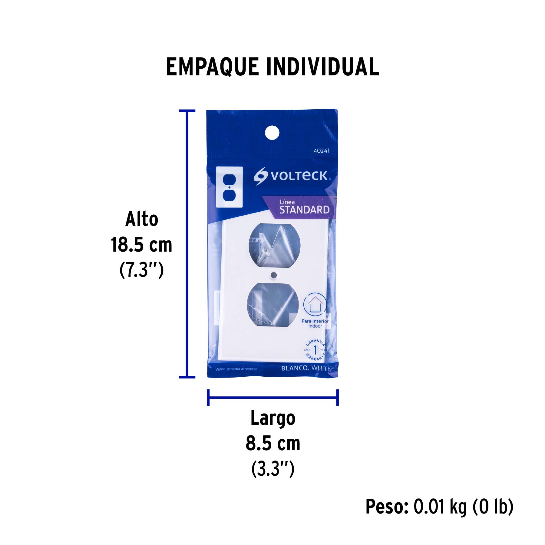 Placa de ABS dúplex, Standard, blanco VOLTECK - Empaque