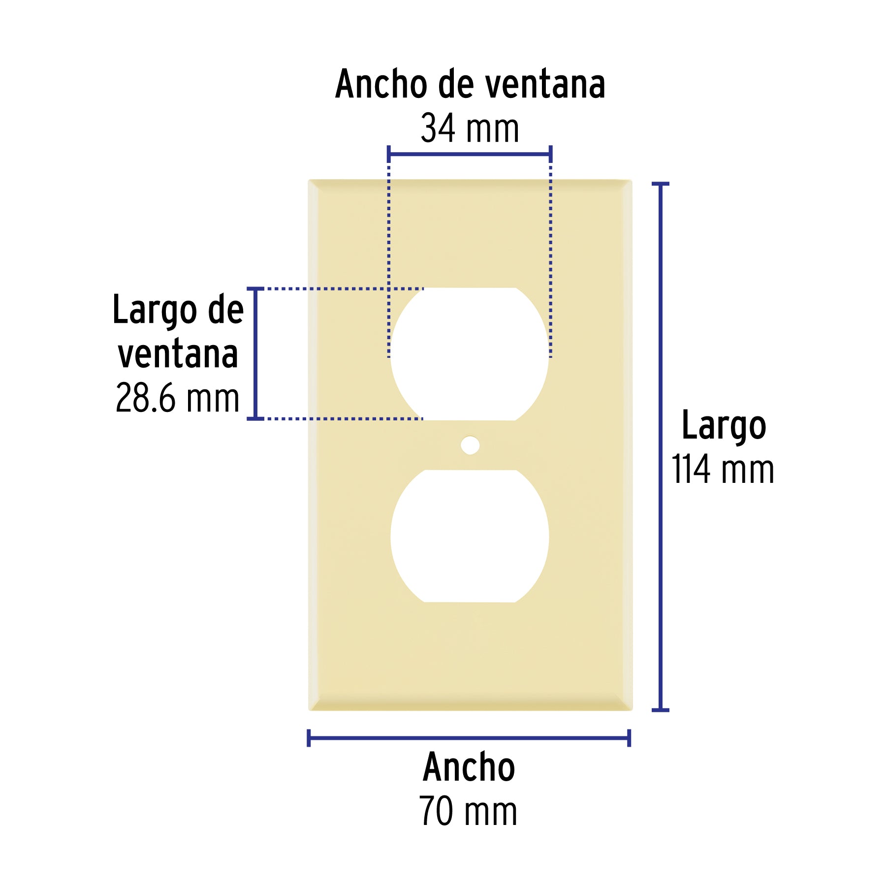 Placa de ABS dúplex, Standard, marfil, VOLTECK