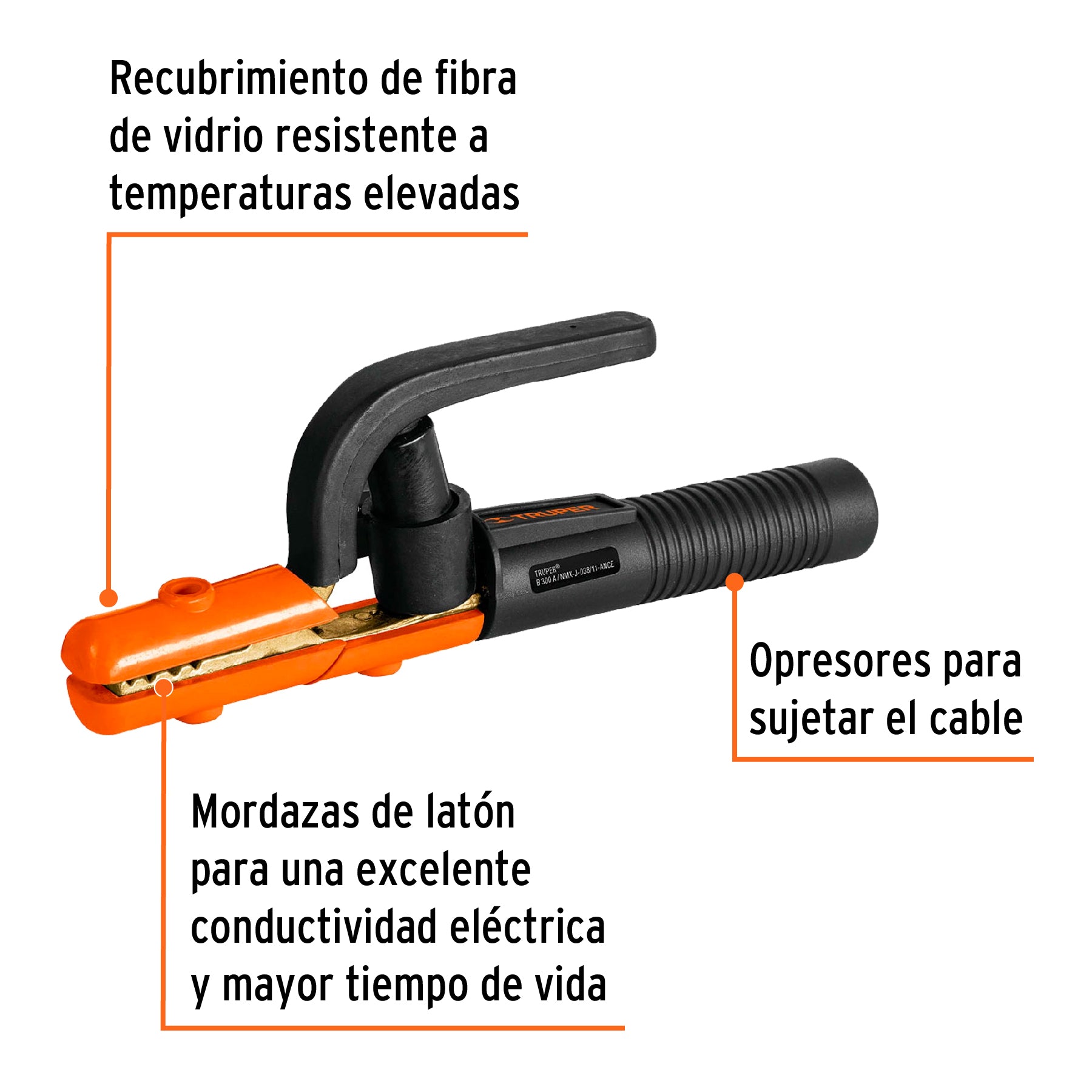 Pinza porta electrodo de 300 A, TRUPER