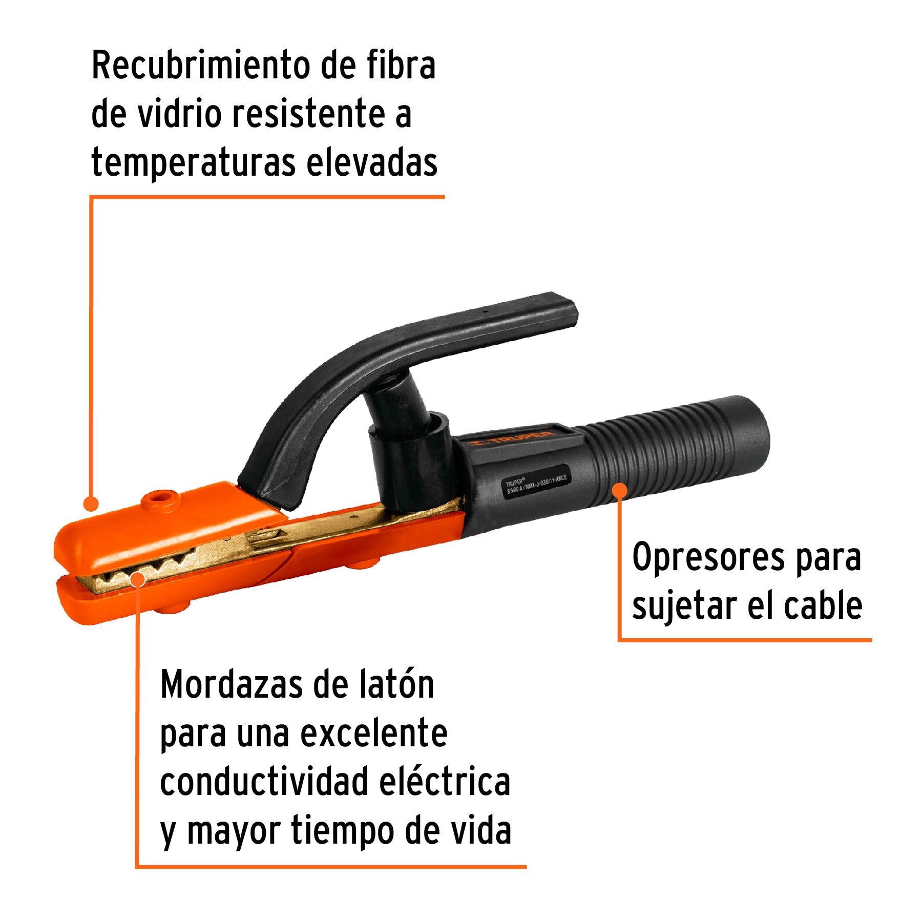 Pinza porta electrodo de 500 A, TRUPER