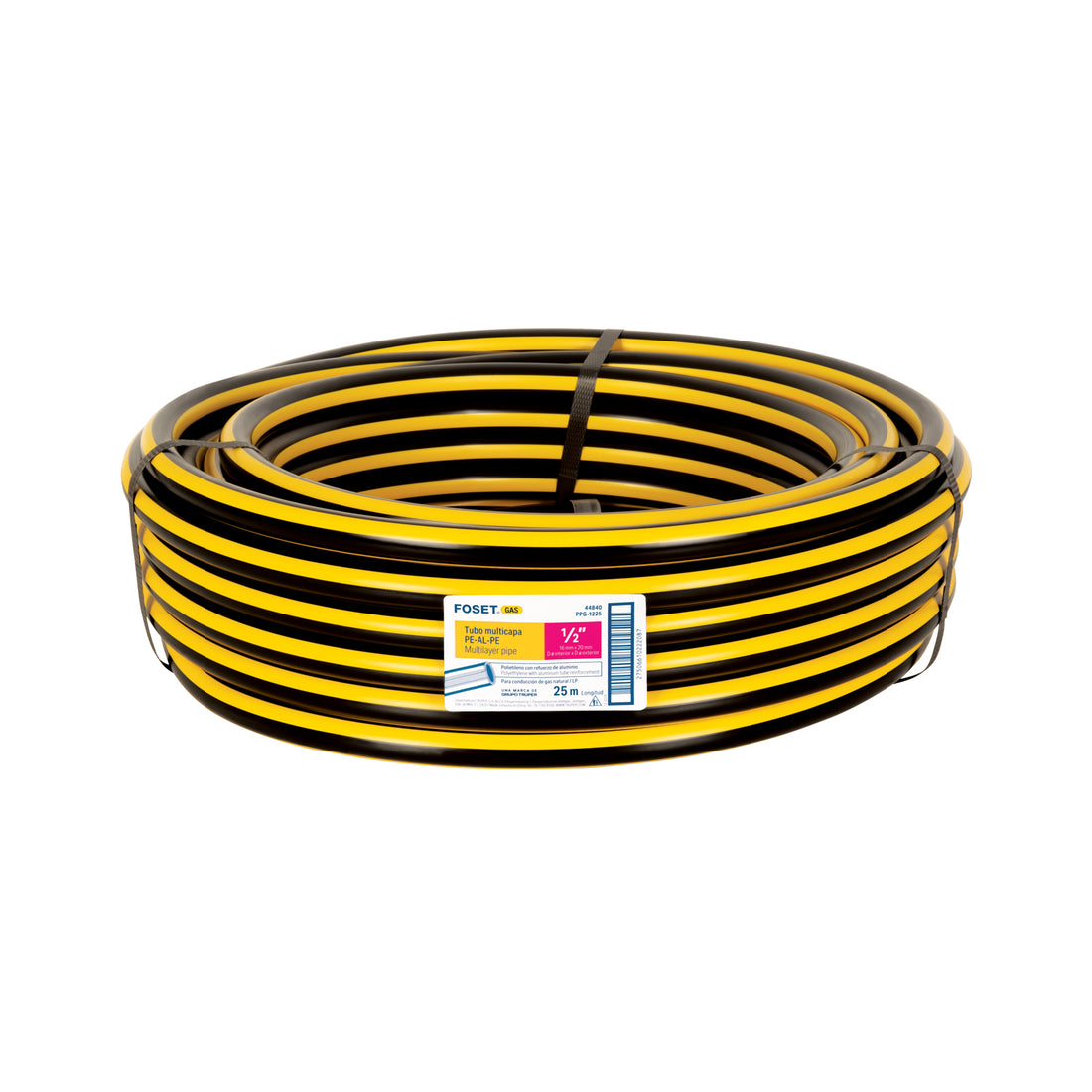 Metro de manguera para gas, 1/2" PE-AL-PE en rollo de 25m