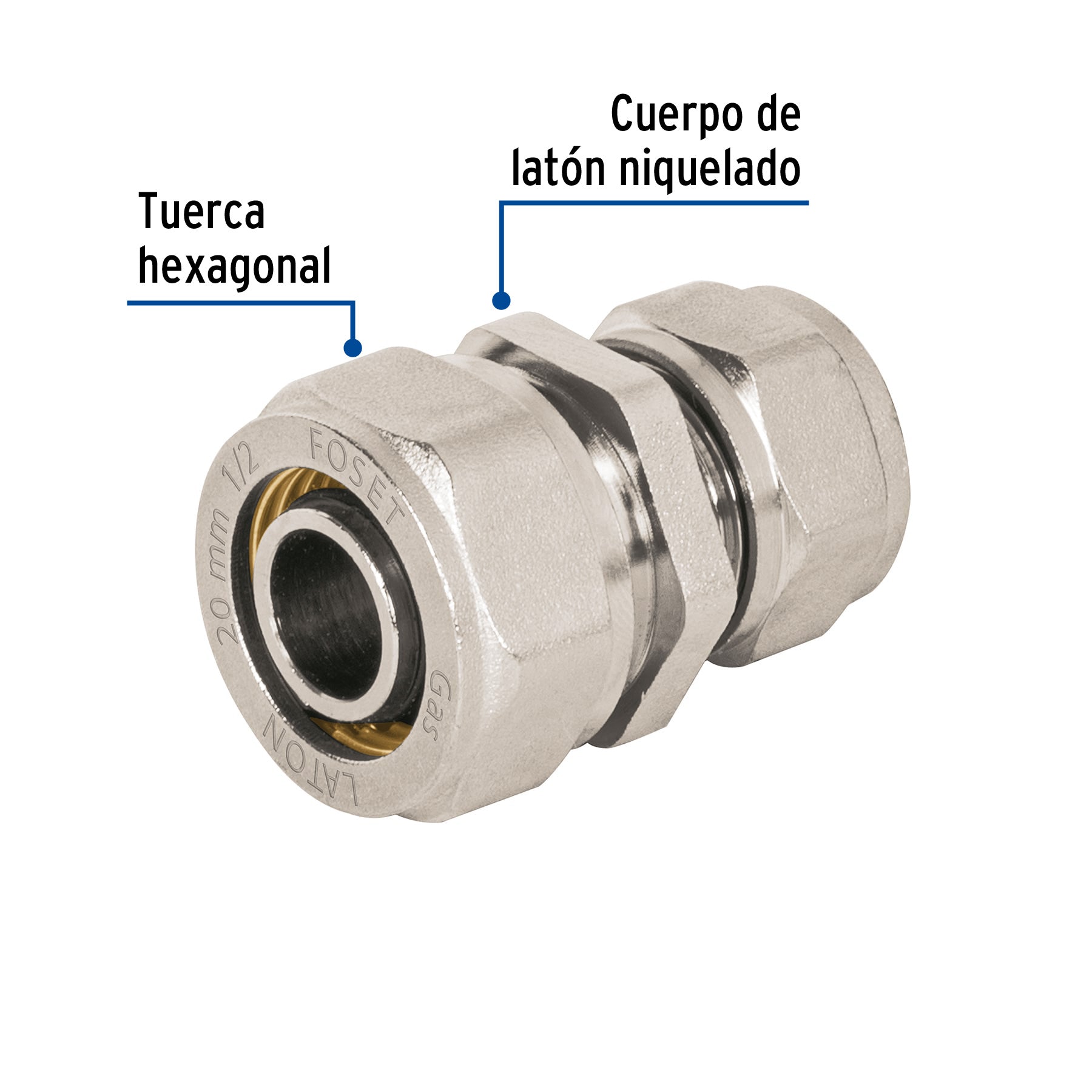 Cople de compresión reducido para PEALPE, 1/2" x 3/8", FOSET