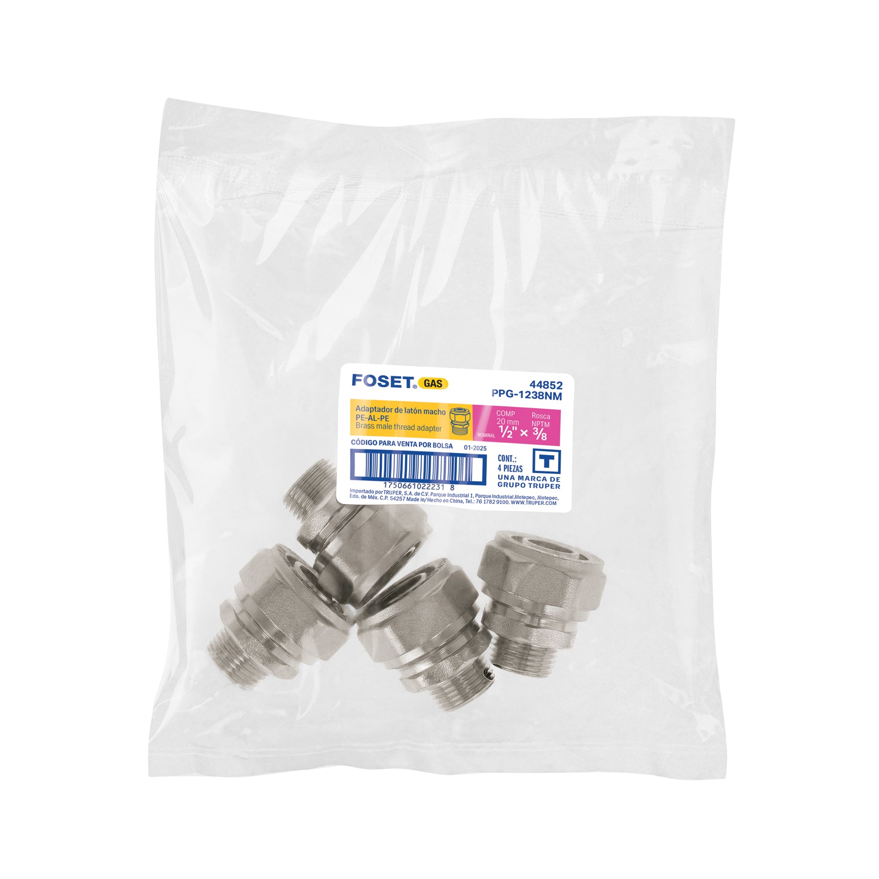 Conector para PEALPE, 1/2x3/8", con rosca macho, FOSET
