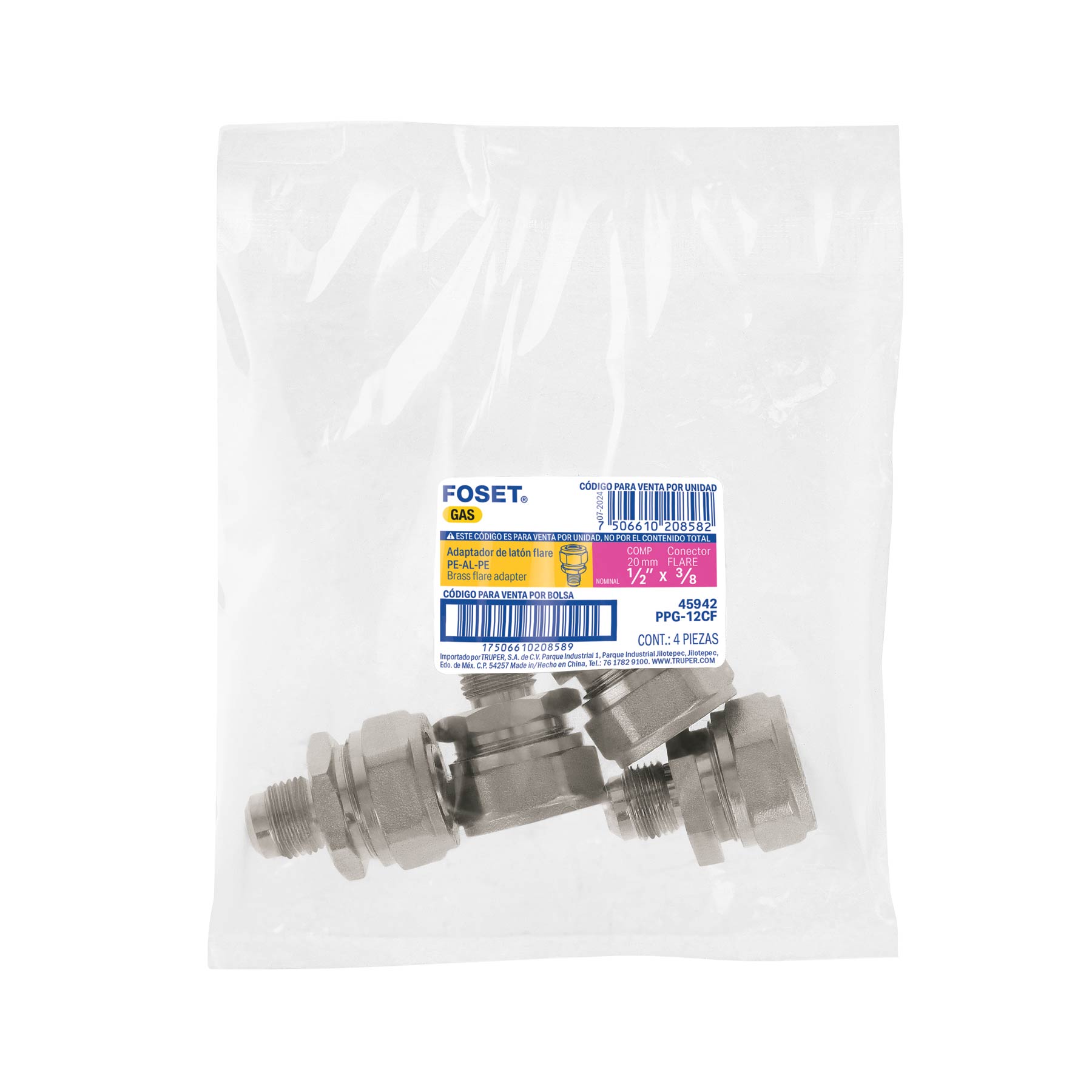 Conector para PEALPE, 1/2" a flare 3/8", FOSET