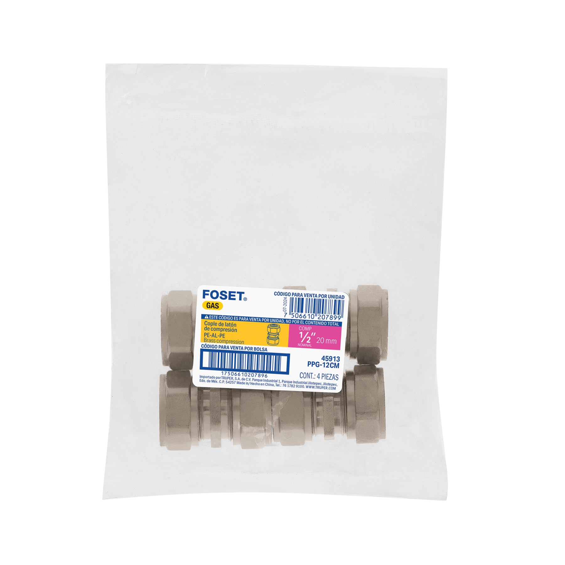 Cople de compresión para PEALPE, 1/2", FOSET