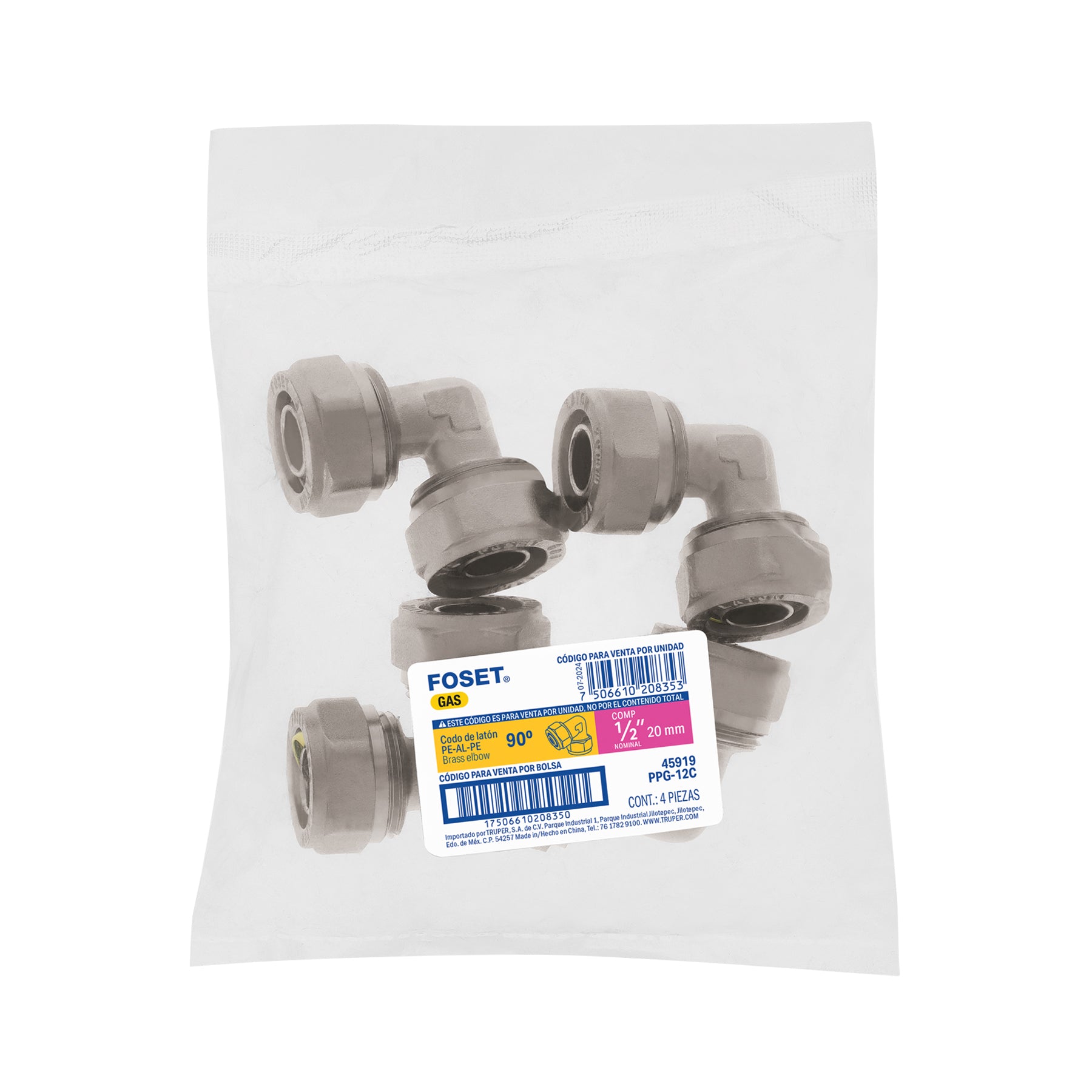 Codo 90° para PEALPE, 1/2", FOSET