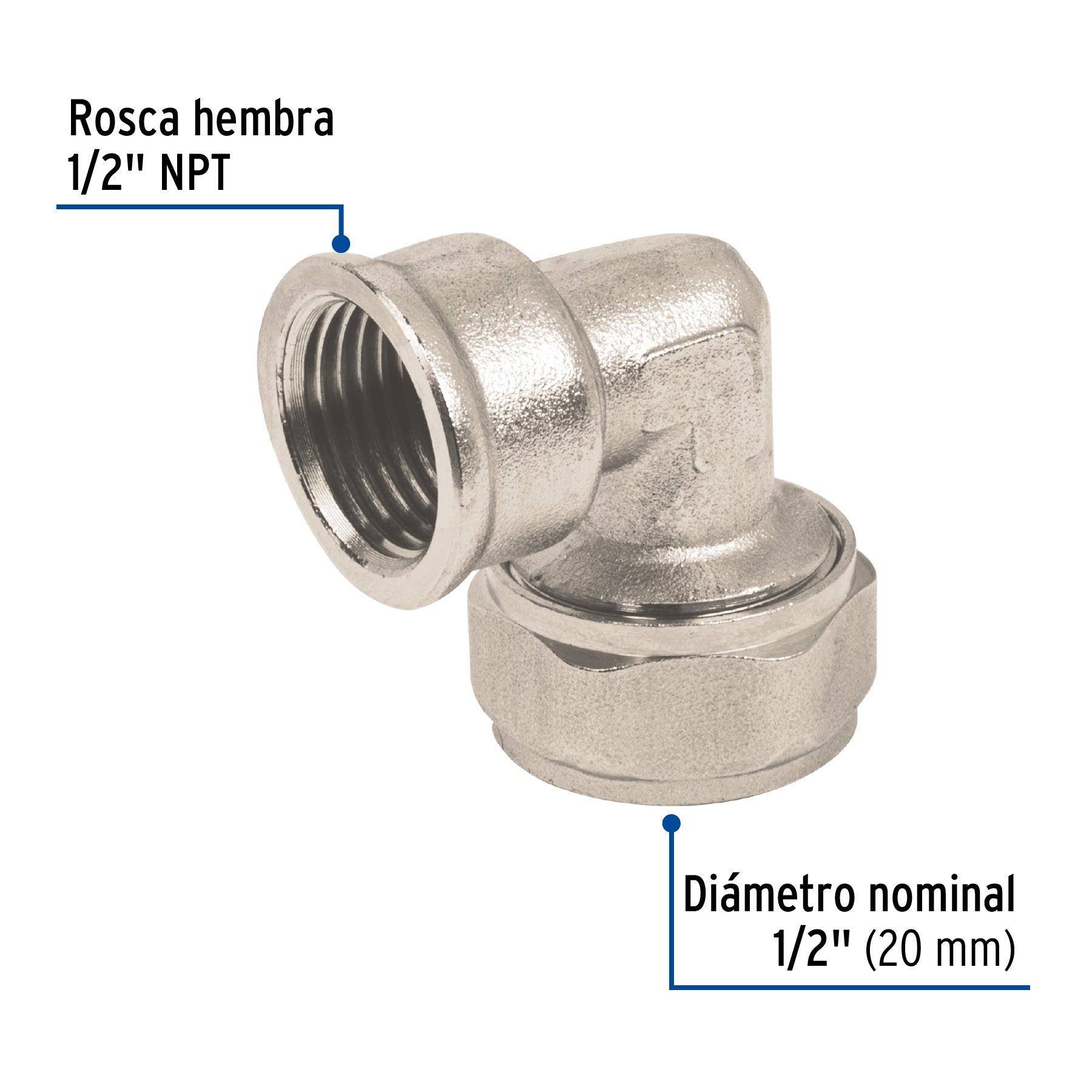 Codo 90° para PEALPE, 1/2", con rosca hembra, FOSET