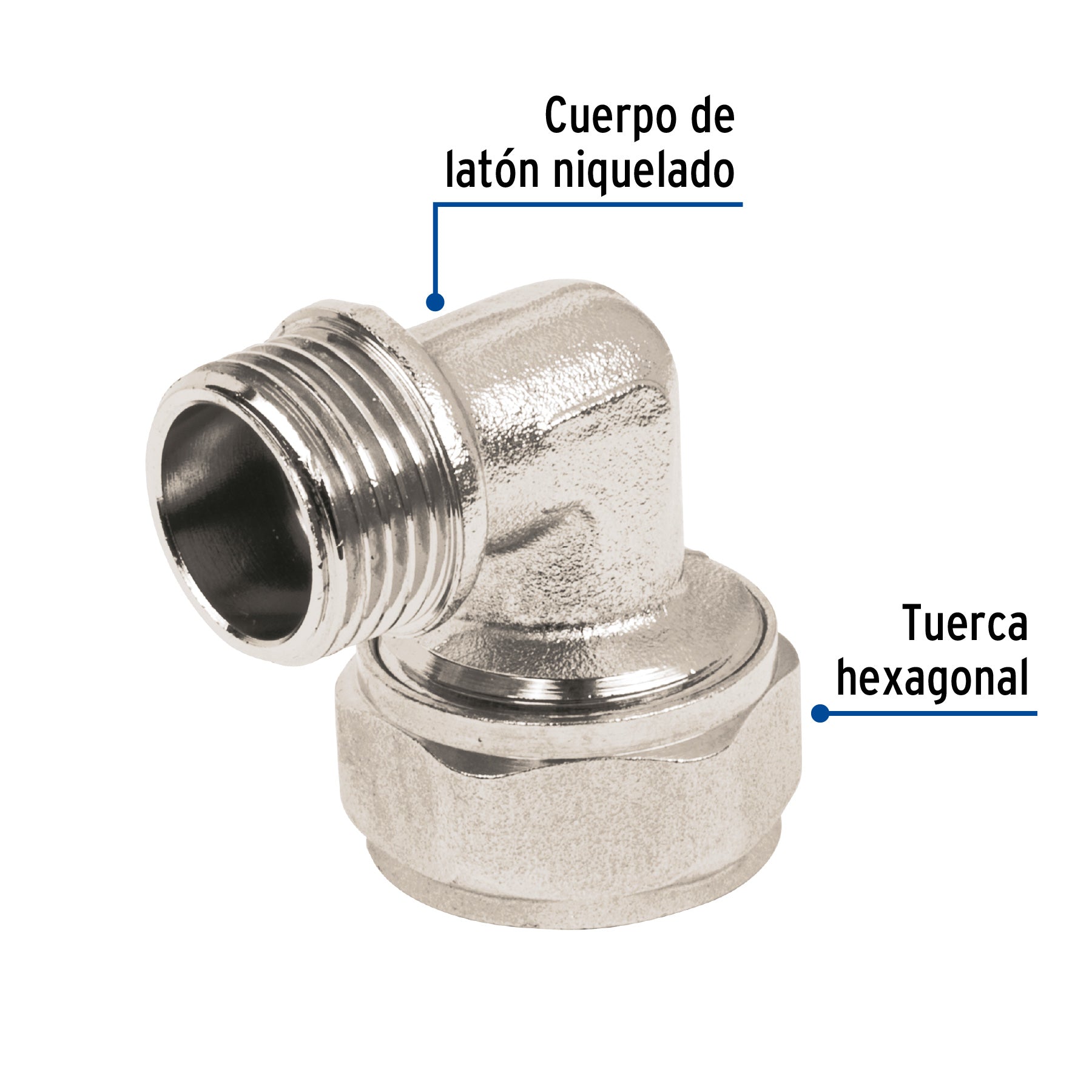 Codo 90° para PEALPE, 1/2", con rosca macho, FOSET