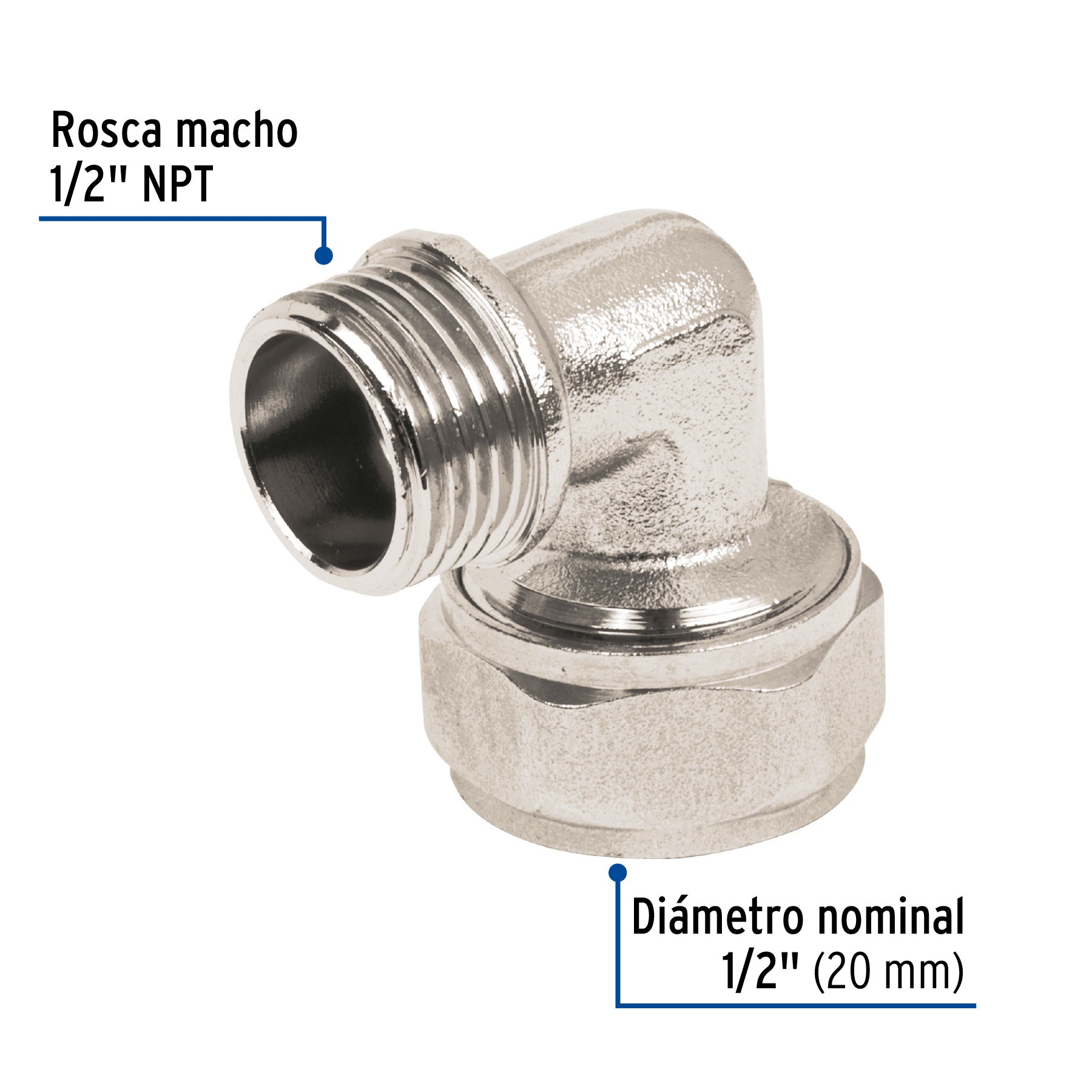 Codo 90° para PEALPE, 1/2", con rosca macho, FOSET