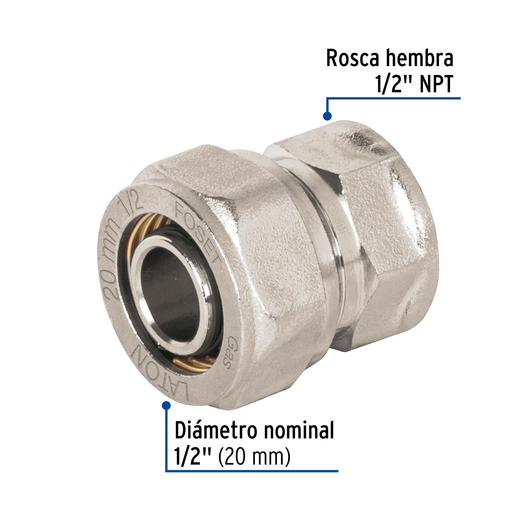 Conector para PEALPE, 1/2", con rosca hembra, FOSET
