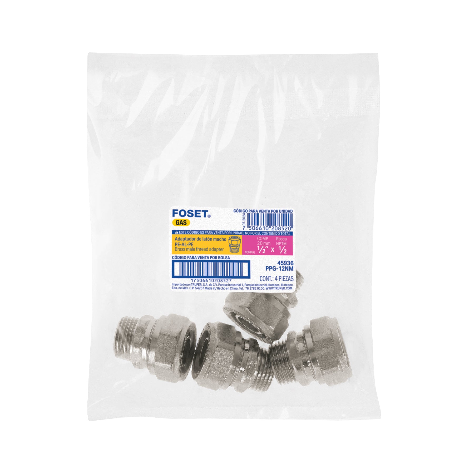 Conector para PEALPE, 1/2", con rosca macho, FOSET