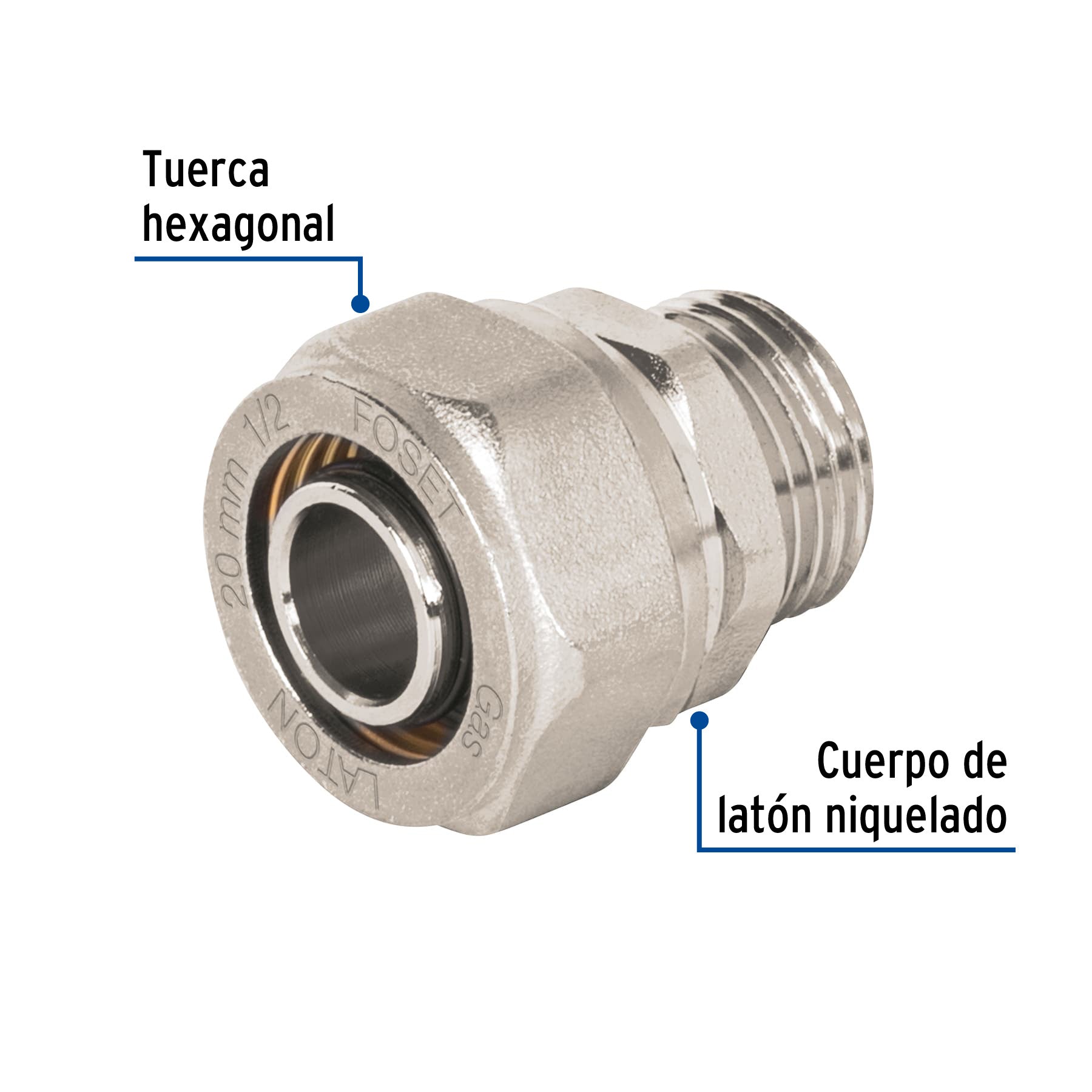 Conector para PEALPE, 1/2", con rosca macho, FOSET