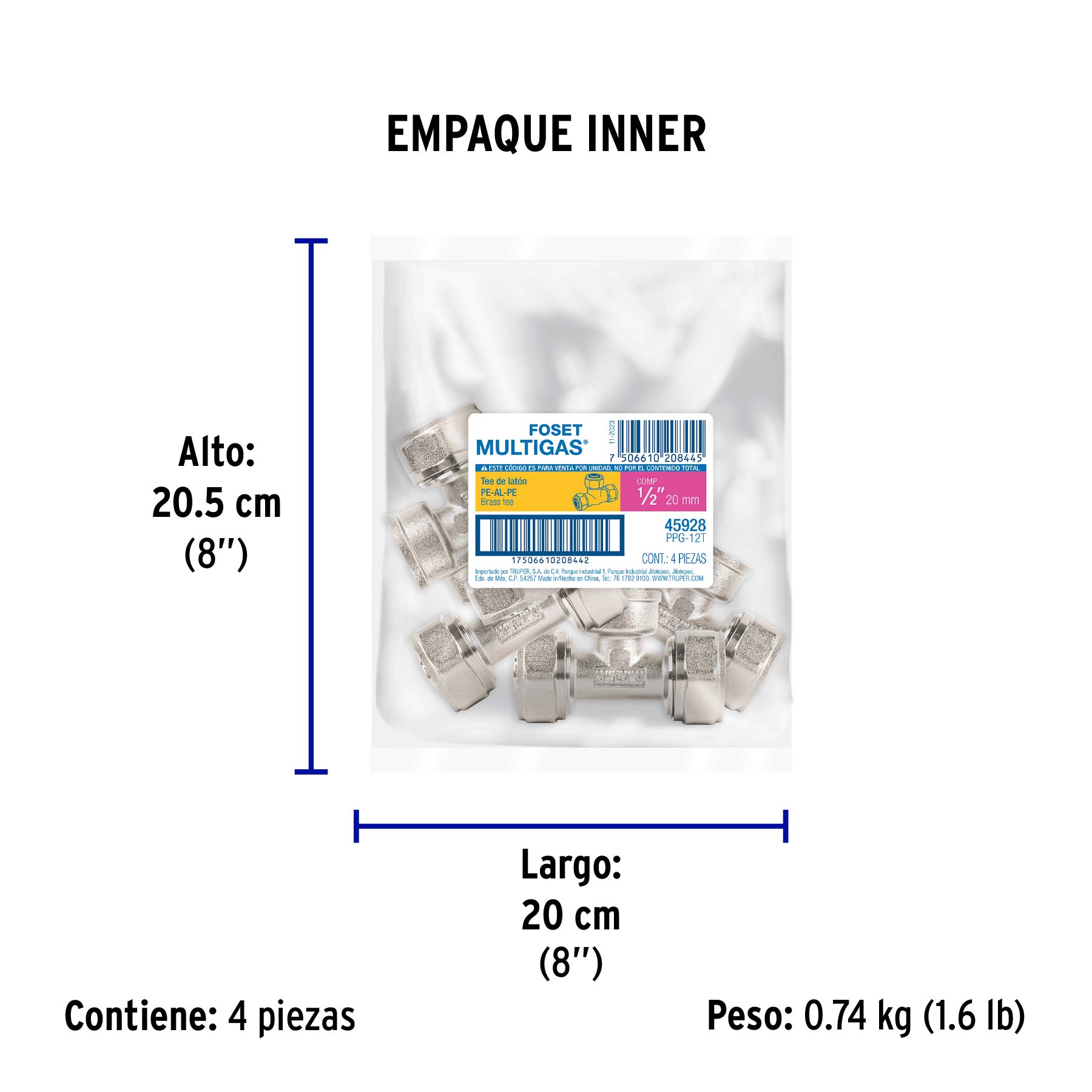 Tee para PEALPE, 1/2", FOSET - Empaque