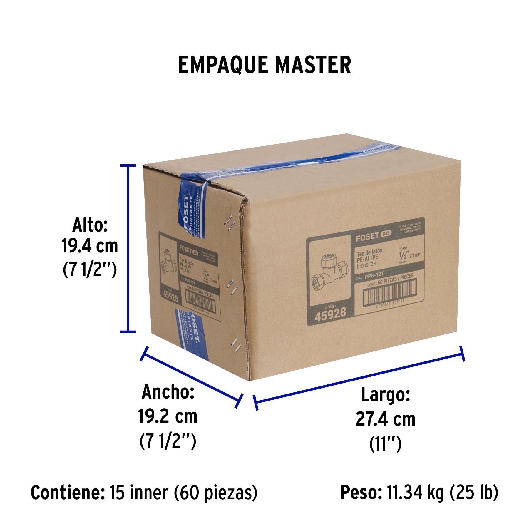 Tee para PEALPE, 1/2", FOSET - Empaque
