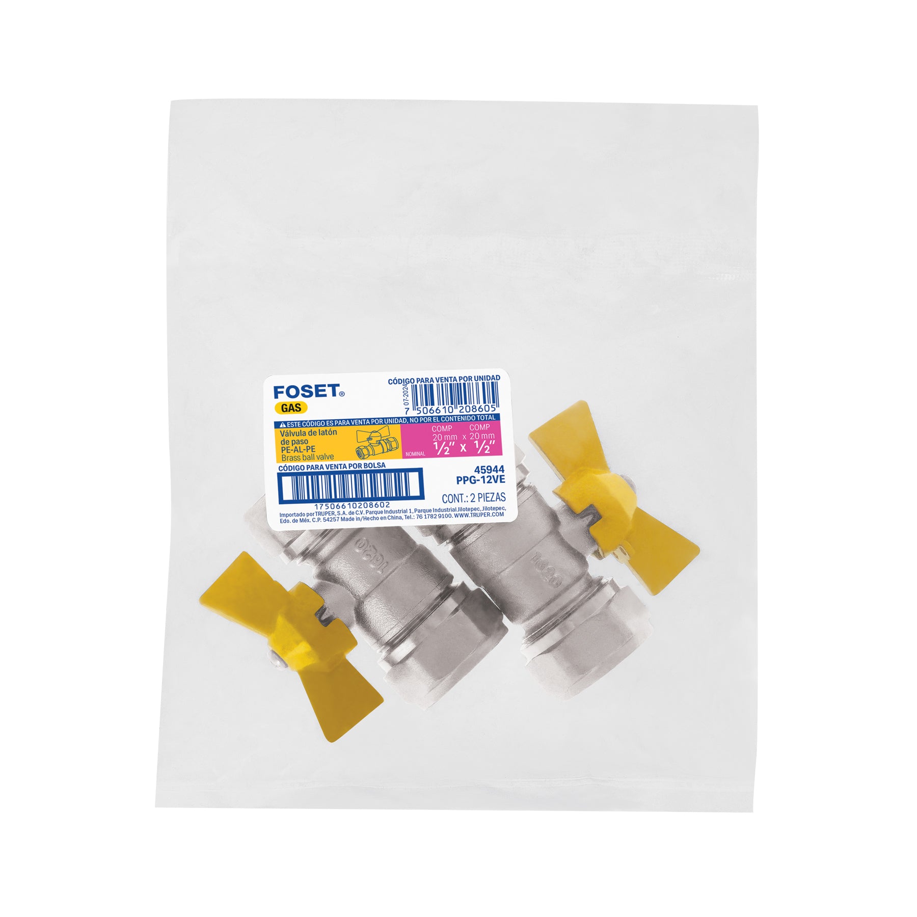 Válvula esfera para PE-AL-PE, 1/2", FOSET
