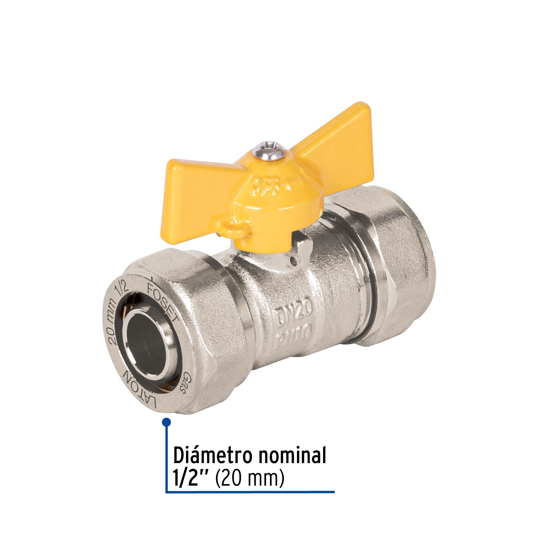 Válvula esfera para PE-AL-PE, 1/2", FOSET