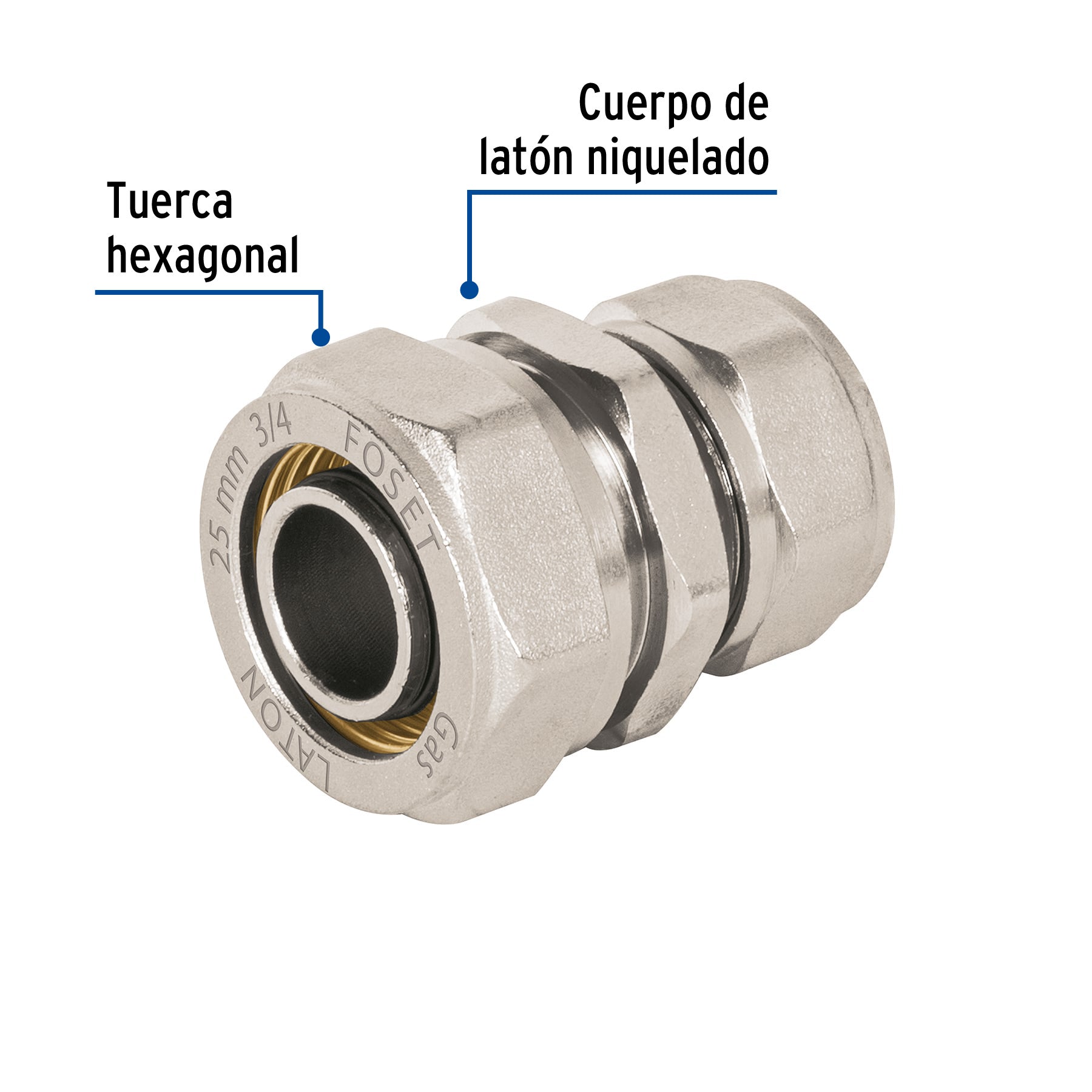 Cople de compresión reducido para PEALPE, 3/4" x 1/2", FOSET