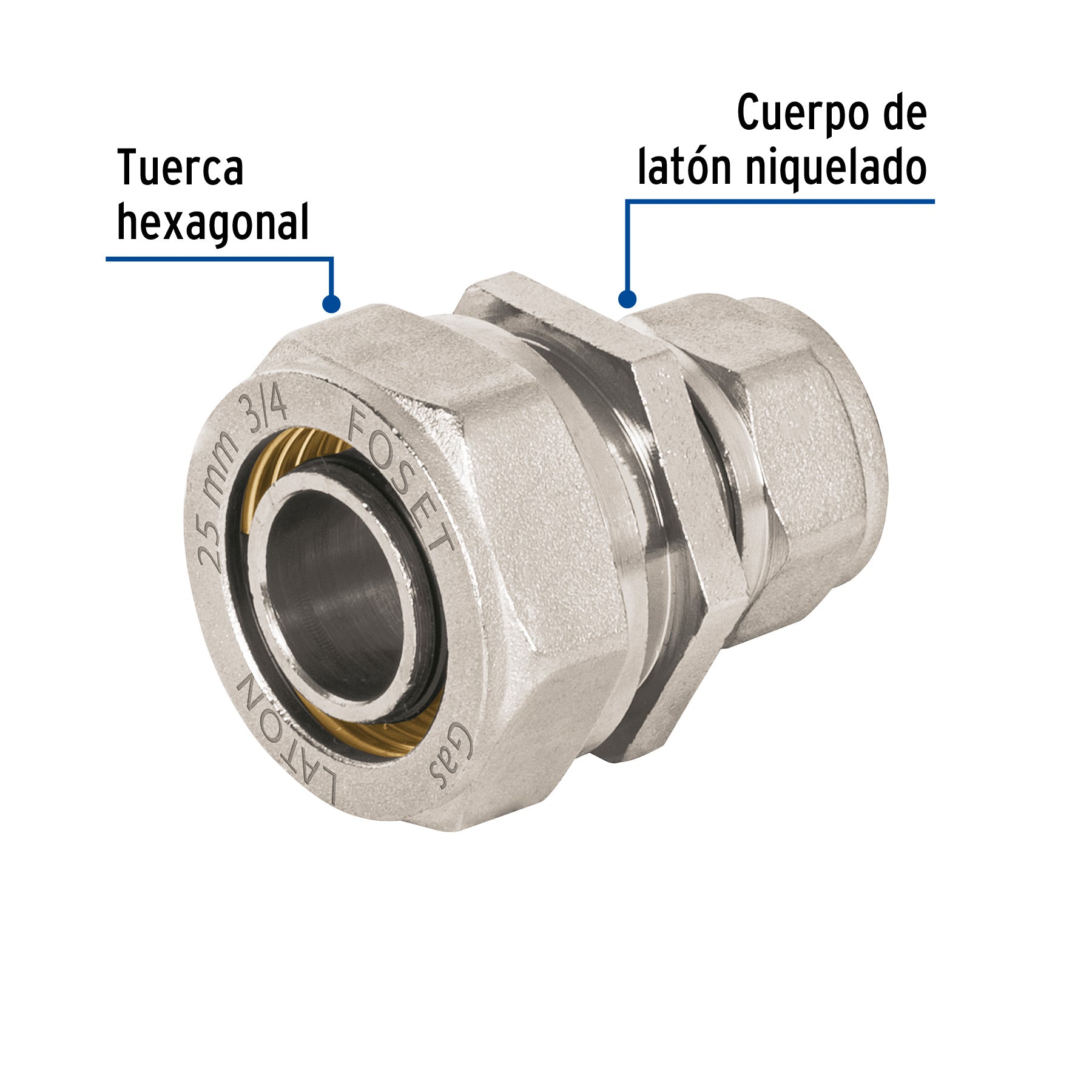 Cople de compresión reducido para PEALPE, 3/4" x 3/8", FOSET