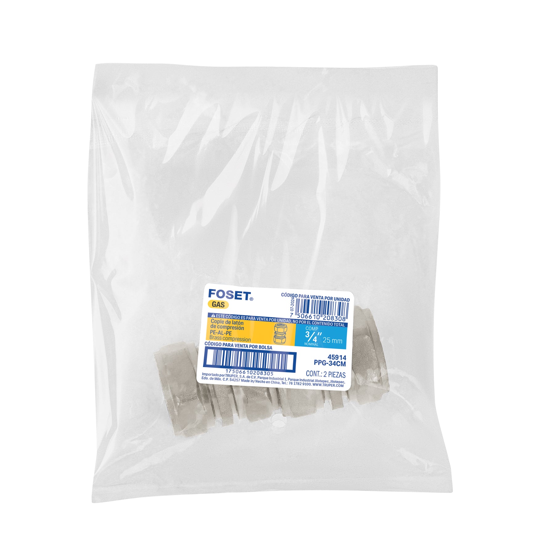 Cople de compresión para PEALPE, 3/4", FOSET