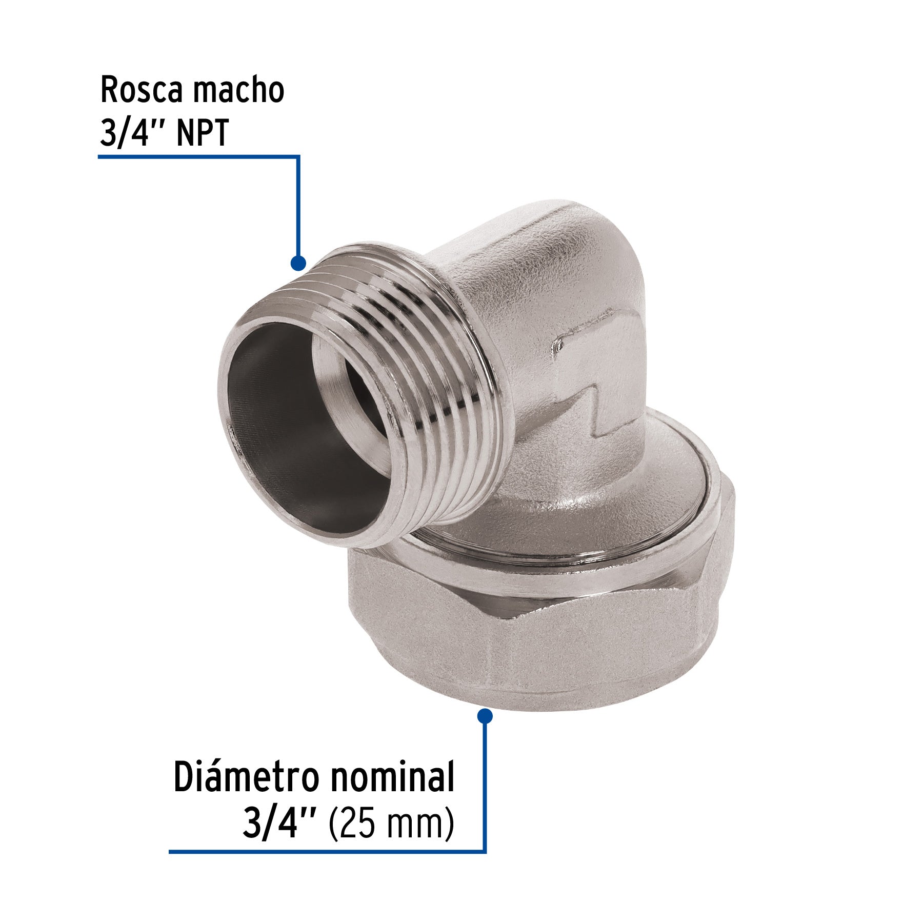 Codo 90° para PEALPE, 3/4", con rosca macho, FOSET