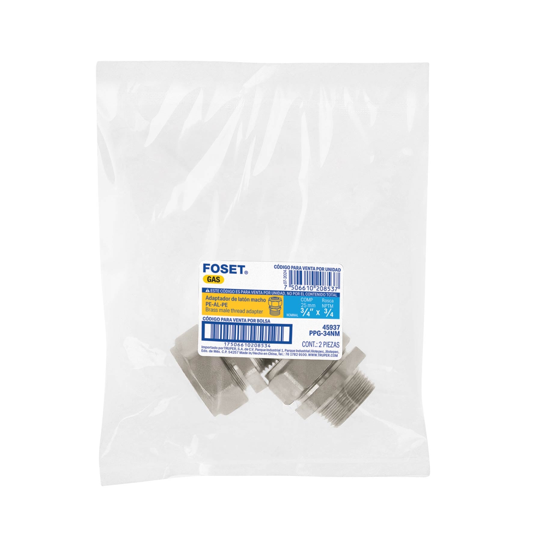 Conector para PEALPE, 3/4", con rosca macho, FOSET