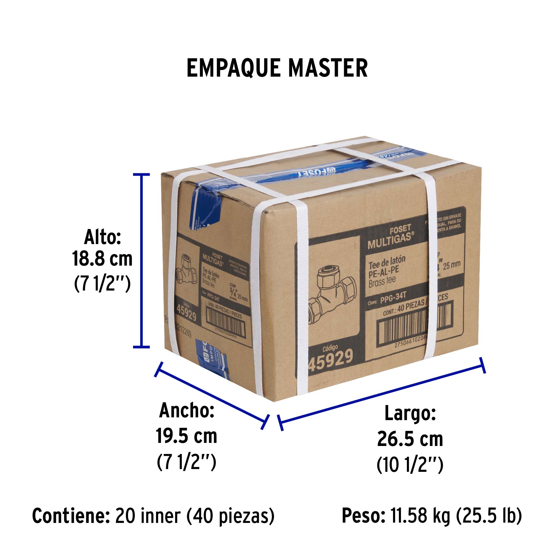 Tee para PEALPE, 3/4", FOSET - Empaque