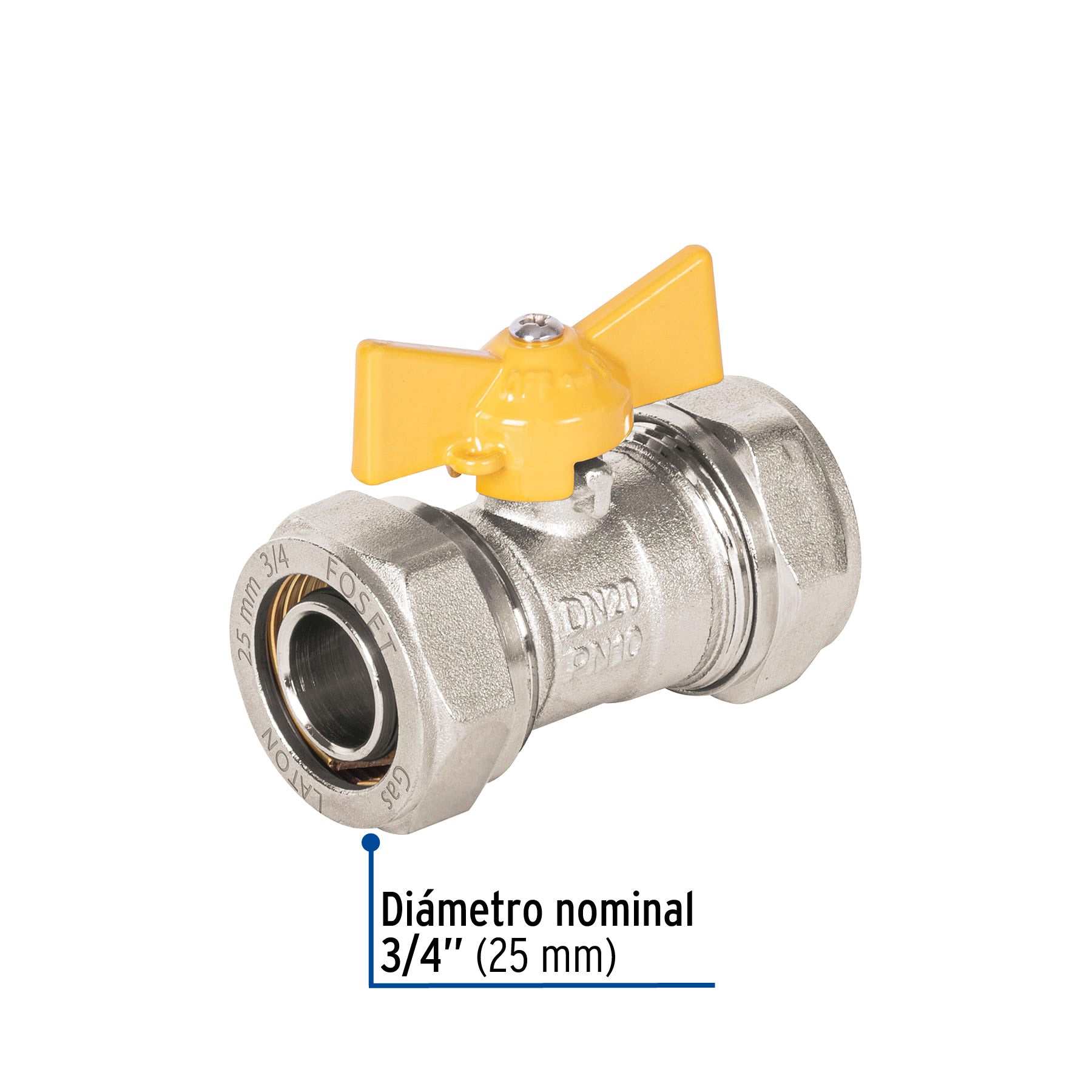 Válvula esfera para PE-AL-PE, 3/4", FOSET
