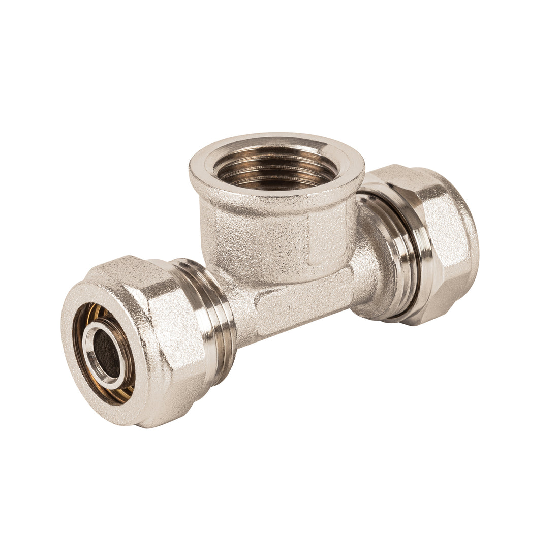 Tee para PEALPE,3/8x1/2x3/8",con rosca hembra central, FOSET