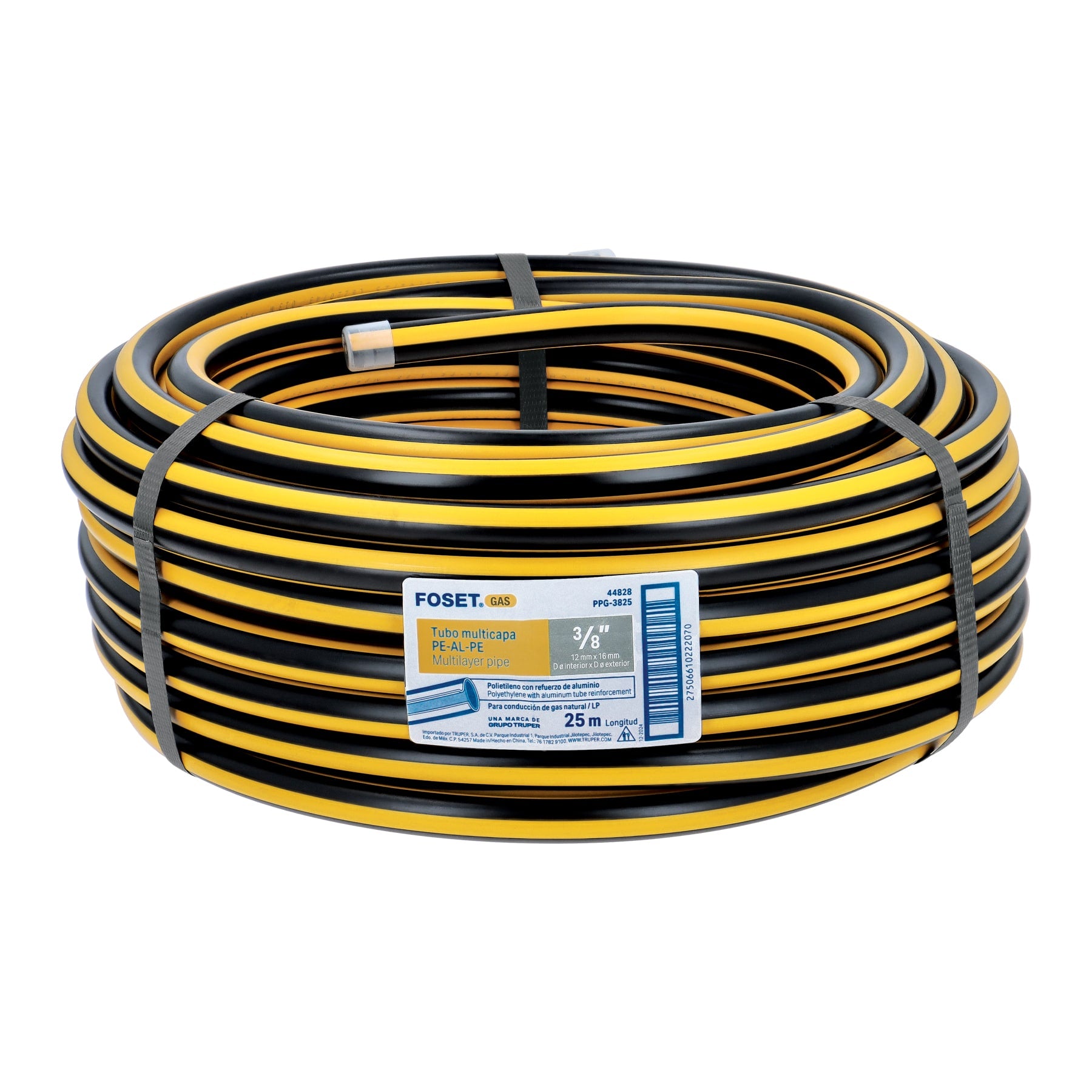 Metro de manguera para gas, 3/8" PE-AL-PE en rollo de 25m