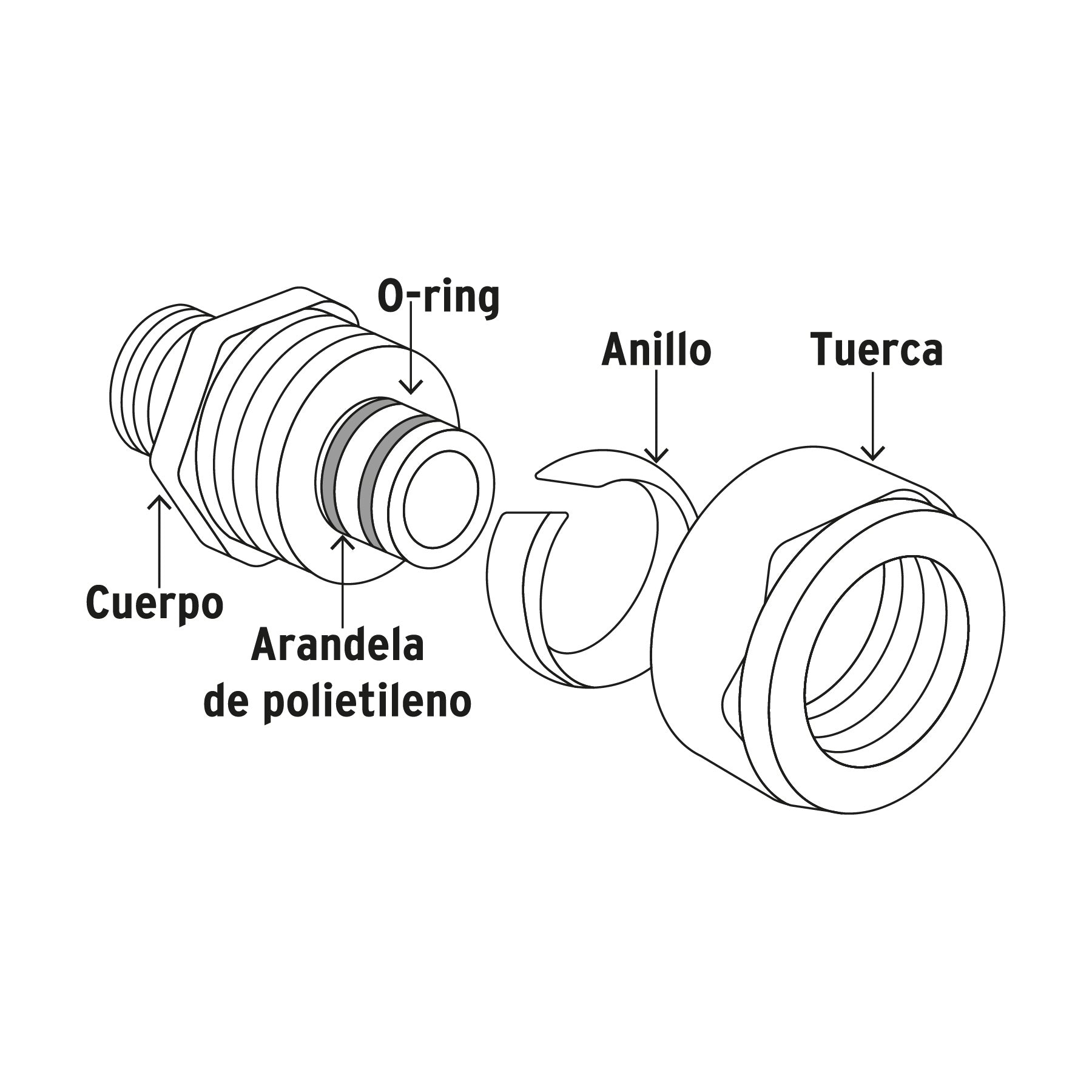 Cople de compresión para PEALPE, 3/8", FOSET