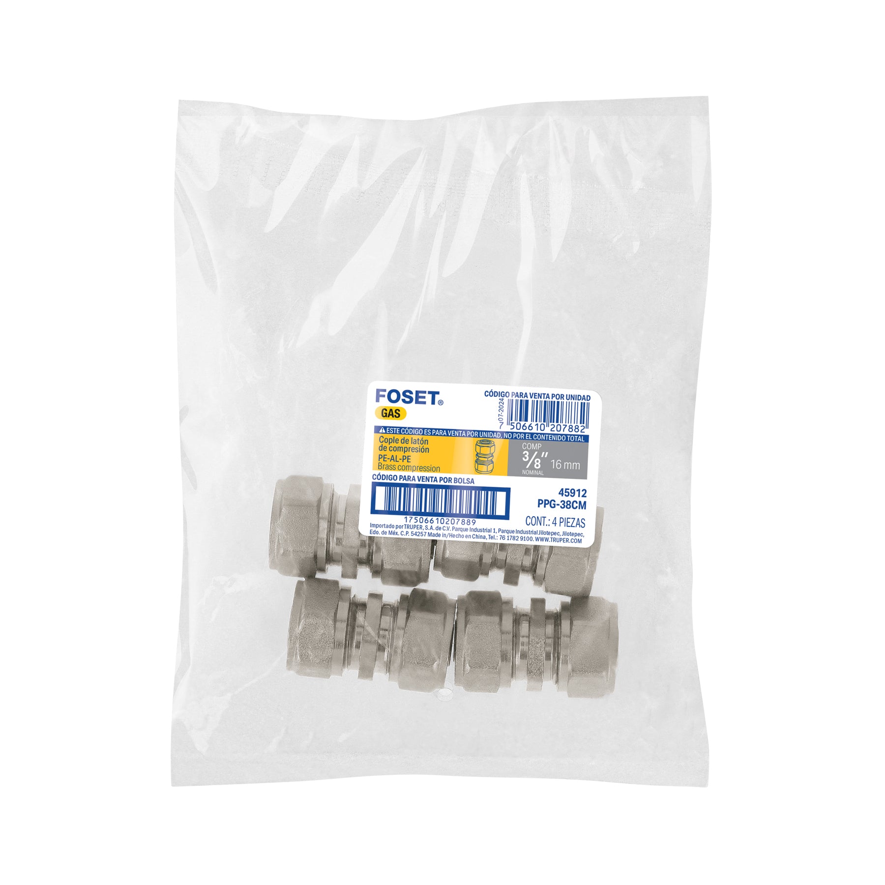 Cople de compresión para PEALPE, 3/8", FOSET