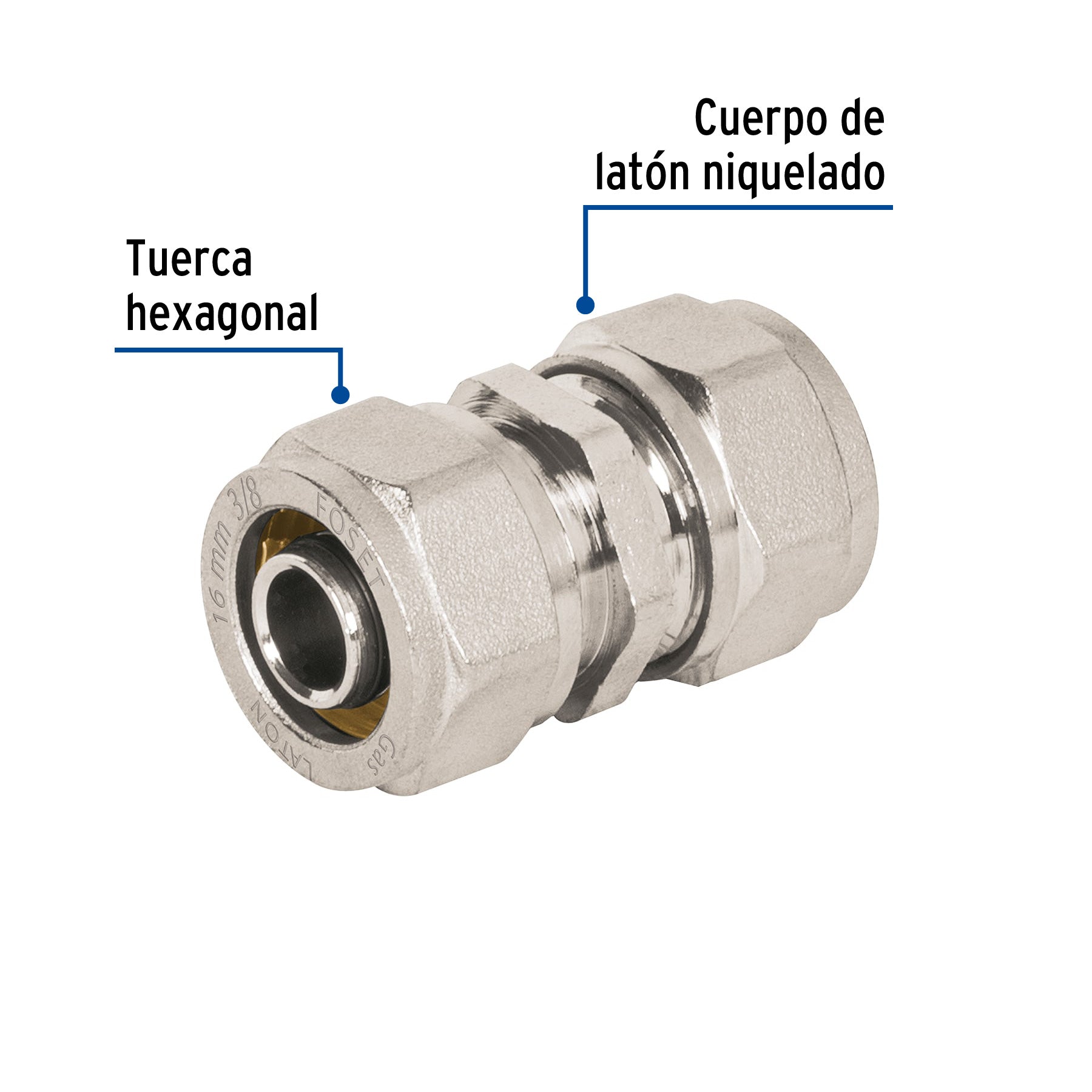 Cople de compresión para PEALPE, 3/8", FOSET