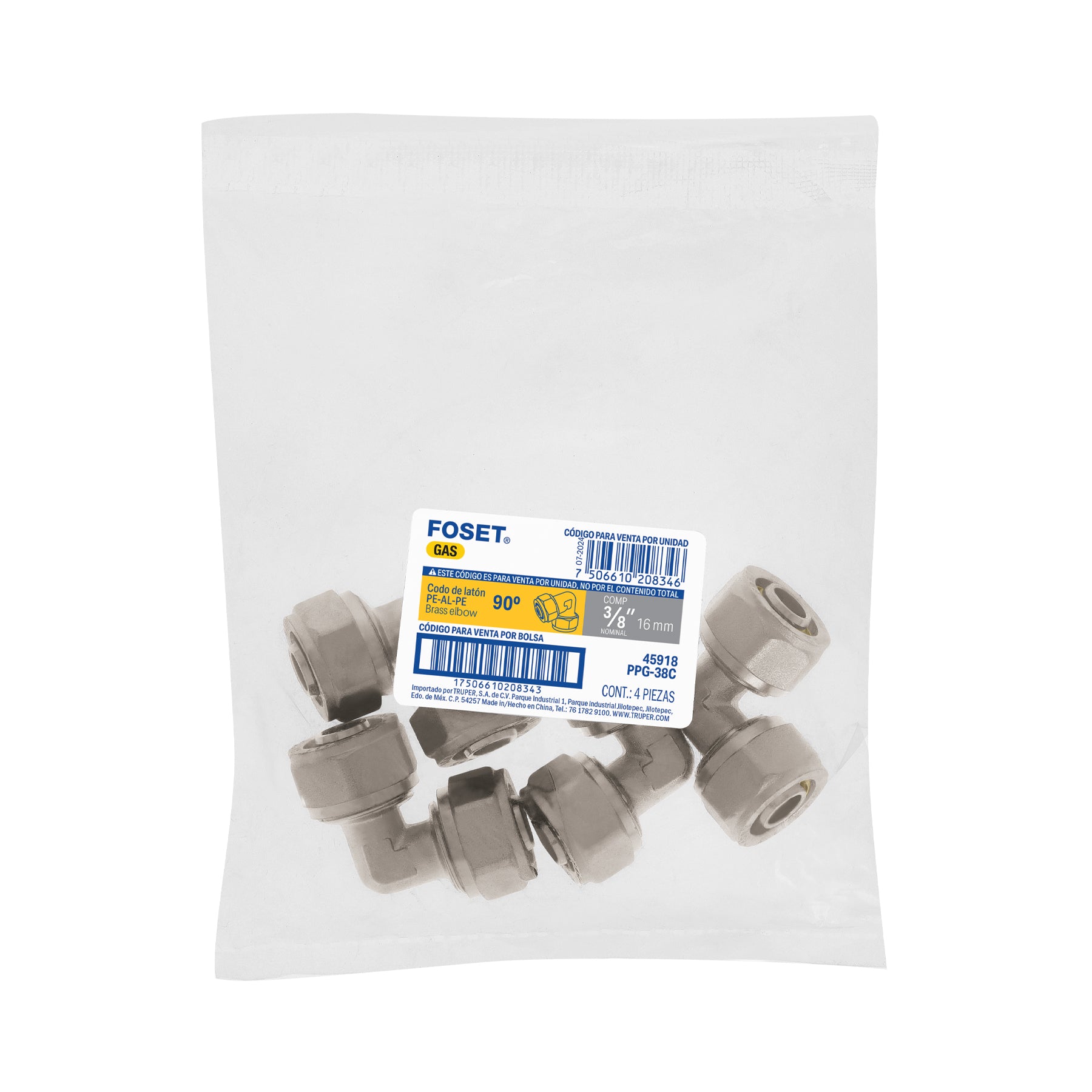 Codo 90° para PEALPE, 3/8", FOSET