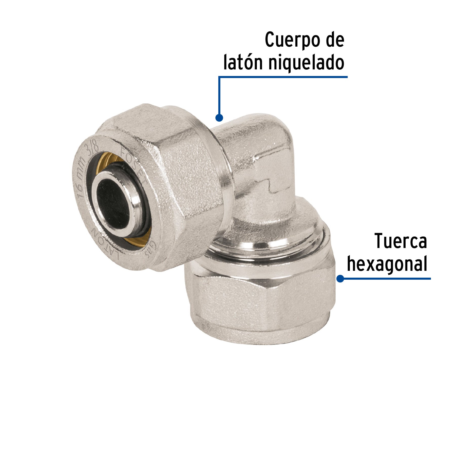 Codo 90° para PEALPE, 3/8", FOSET